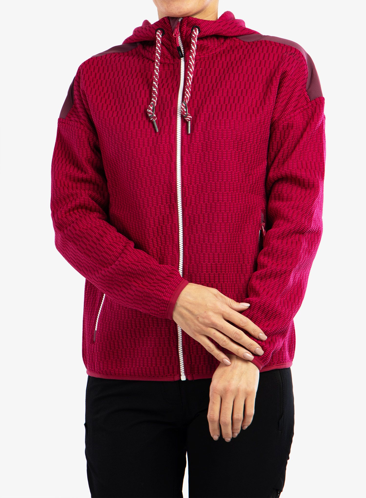 Ženski flis CMP Lucy Jacket Fix Hood - fucsia/amaranto