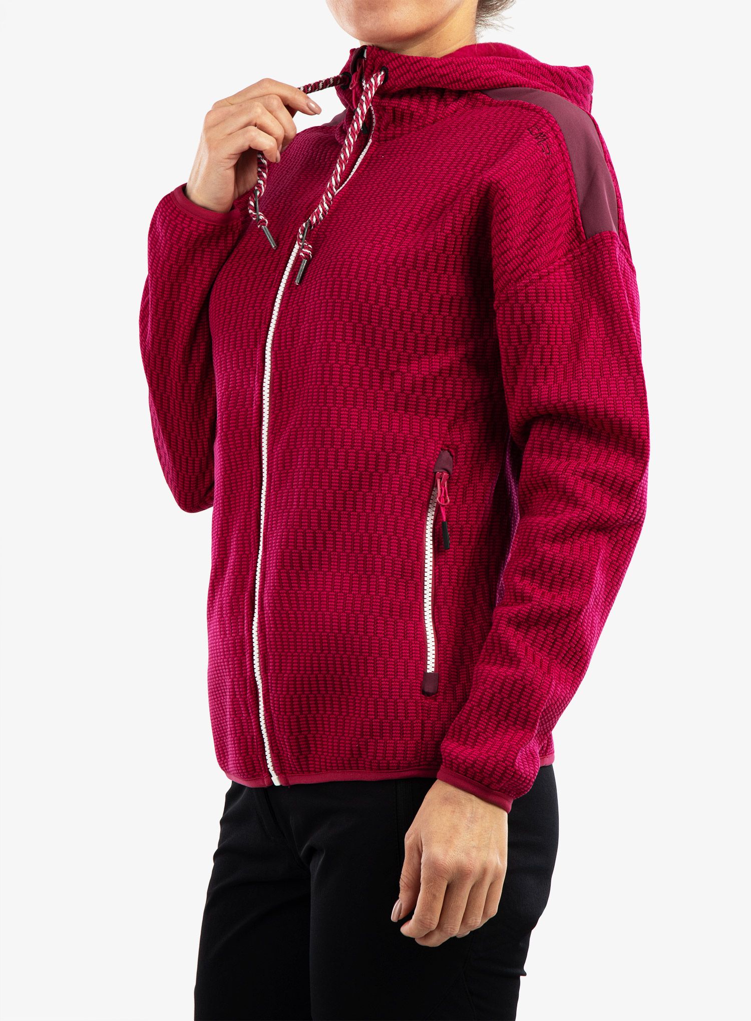 Ženski flis CMP Lucy Jacket Fix Hood - fucsia/amaranto