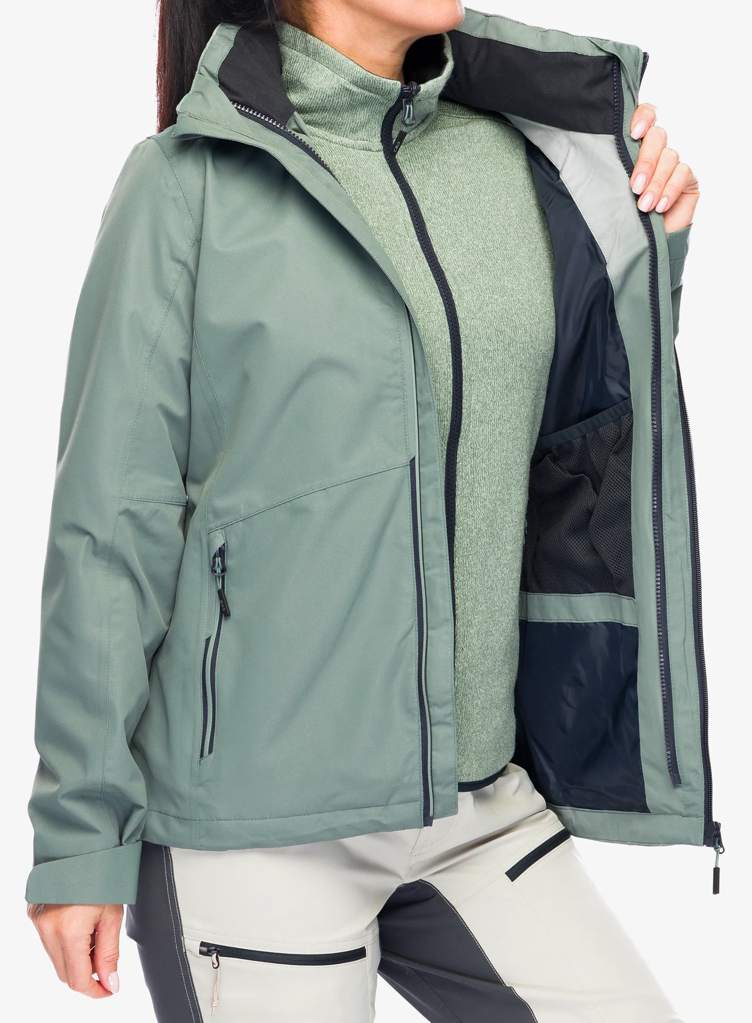 Ženska jakna 3v1 CMP Page Jacket Zip Hood Detachble Inn.Jacket - mineral