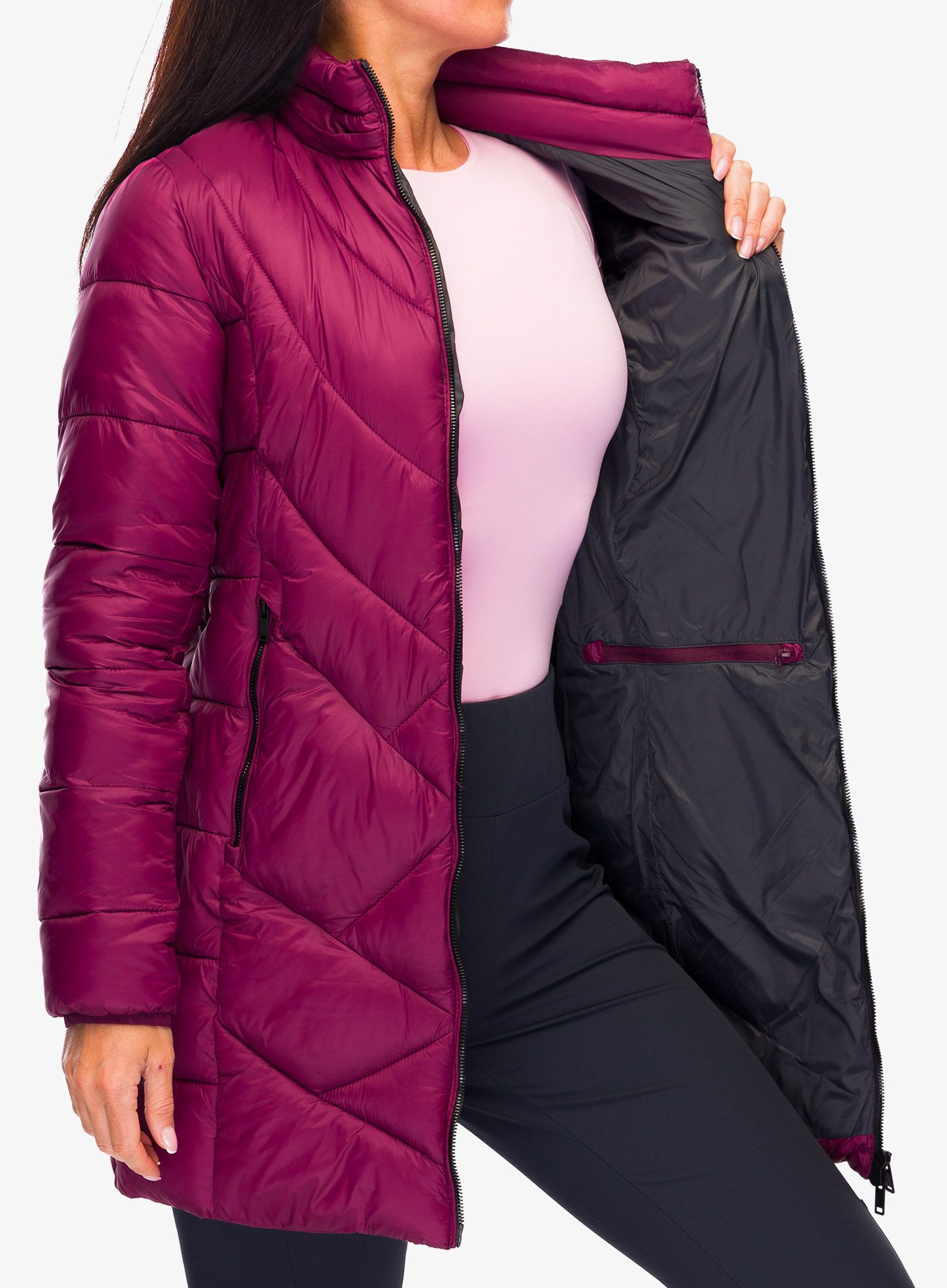 Ženski plašč CMP Pensa Parka Snaps Hood - rubino