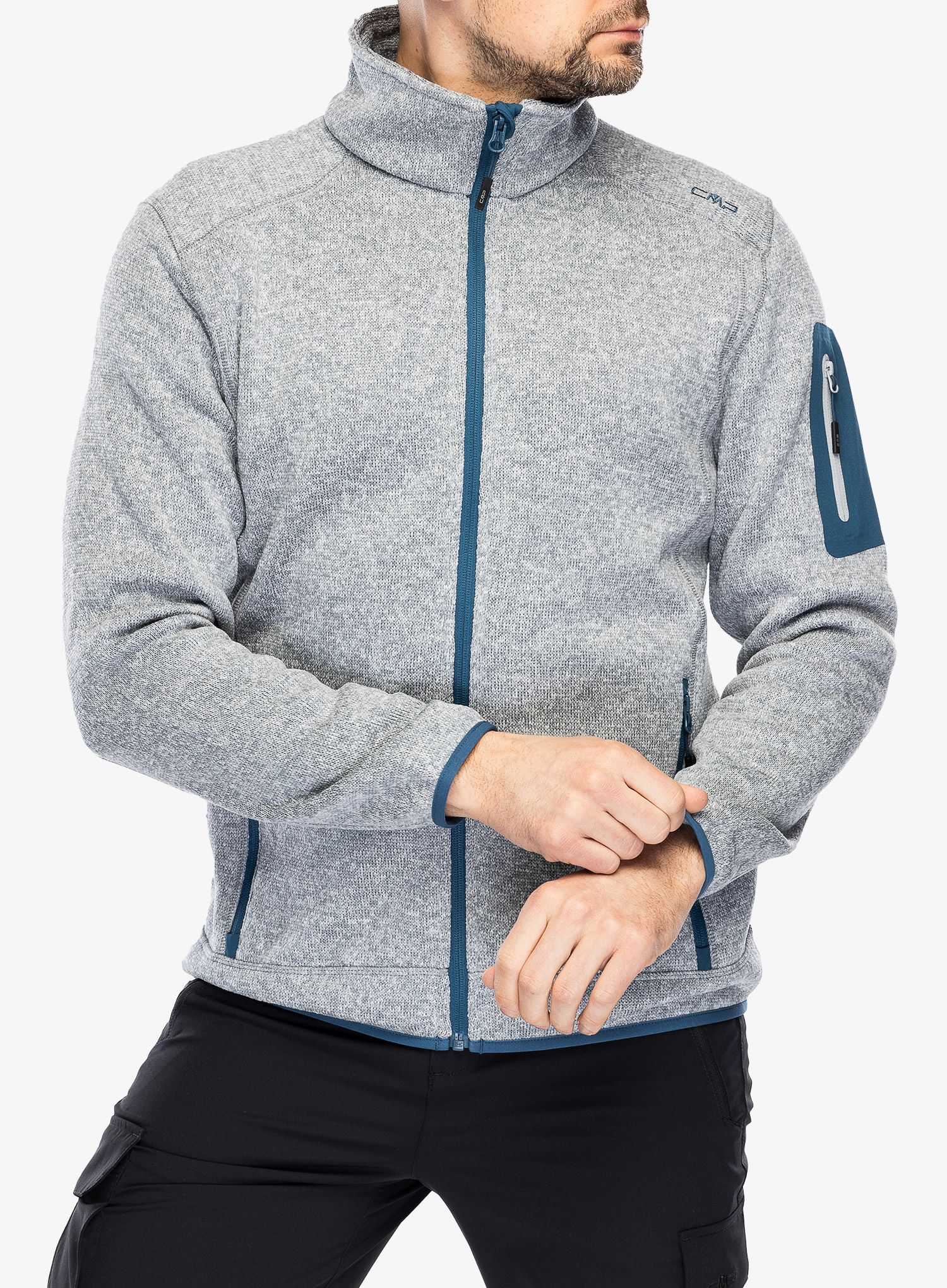 Flis CMP Perl Jacket Knitted - cemento/bluesteel