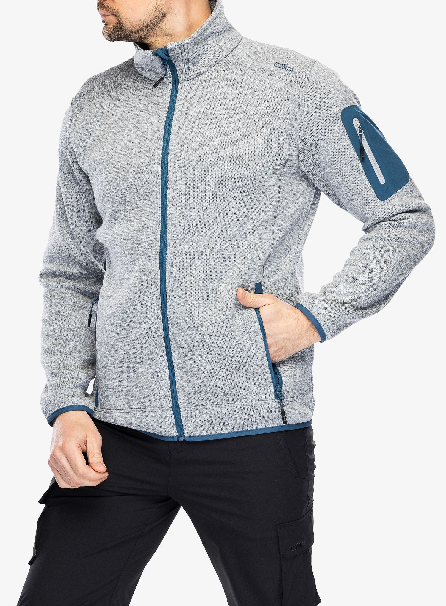 Flis CMP Perl Jacket Knitted - cemento/bluesteel