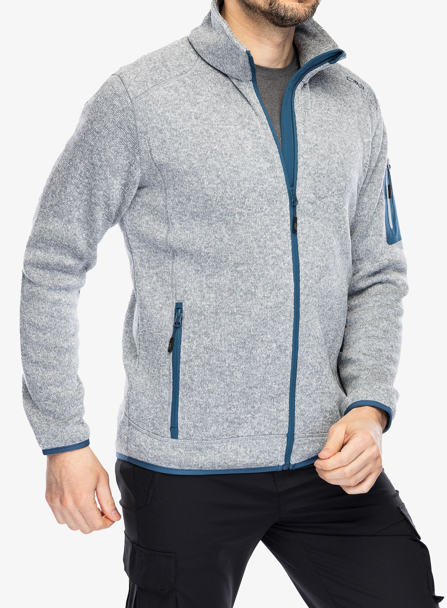 Flis CMP Perl Jacket Knitted - cemento/bluesteel