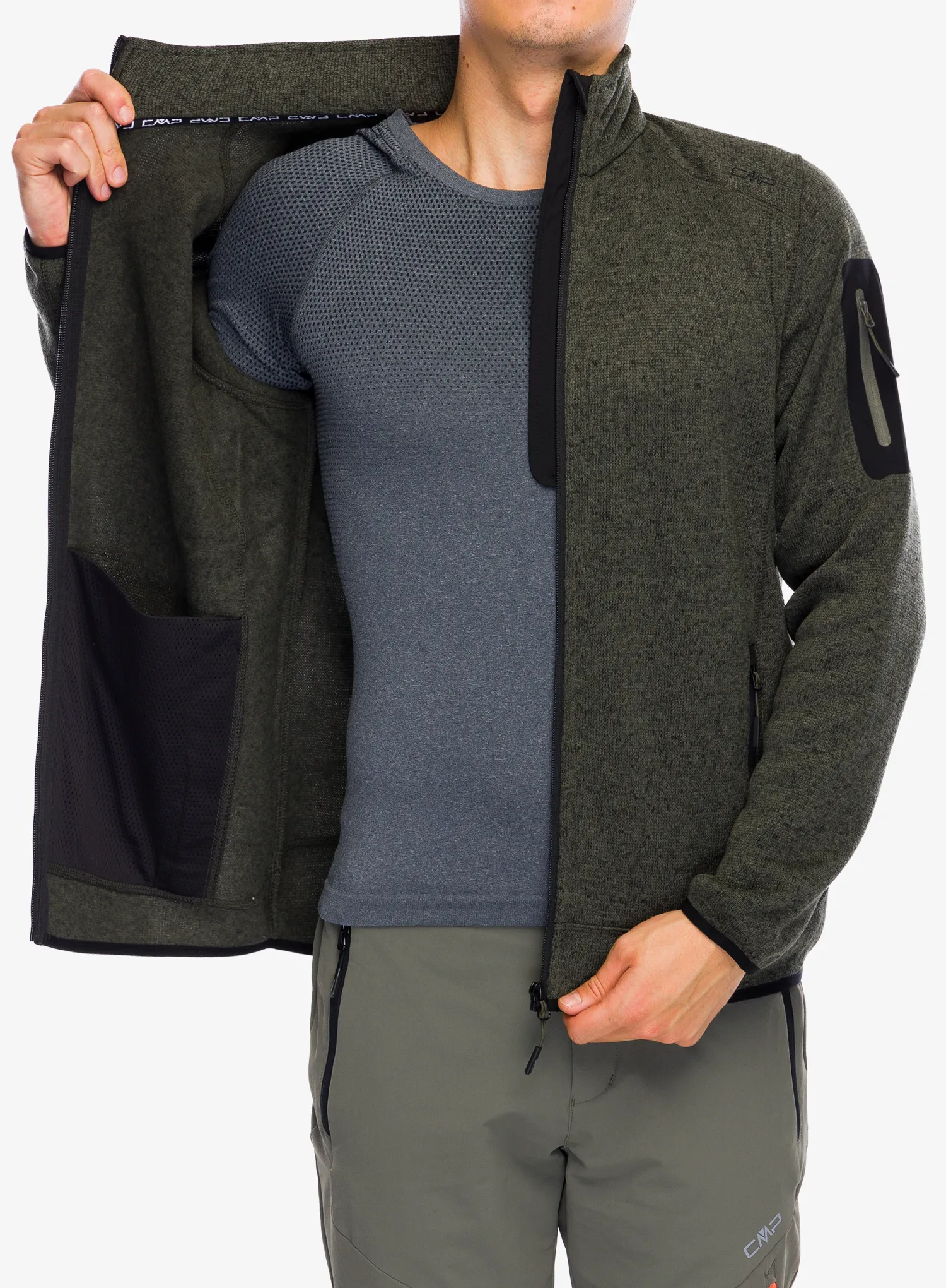 Flis CMP Perl Jacket Knitted - olive/nero