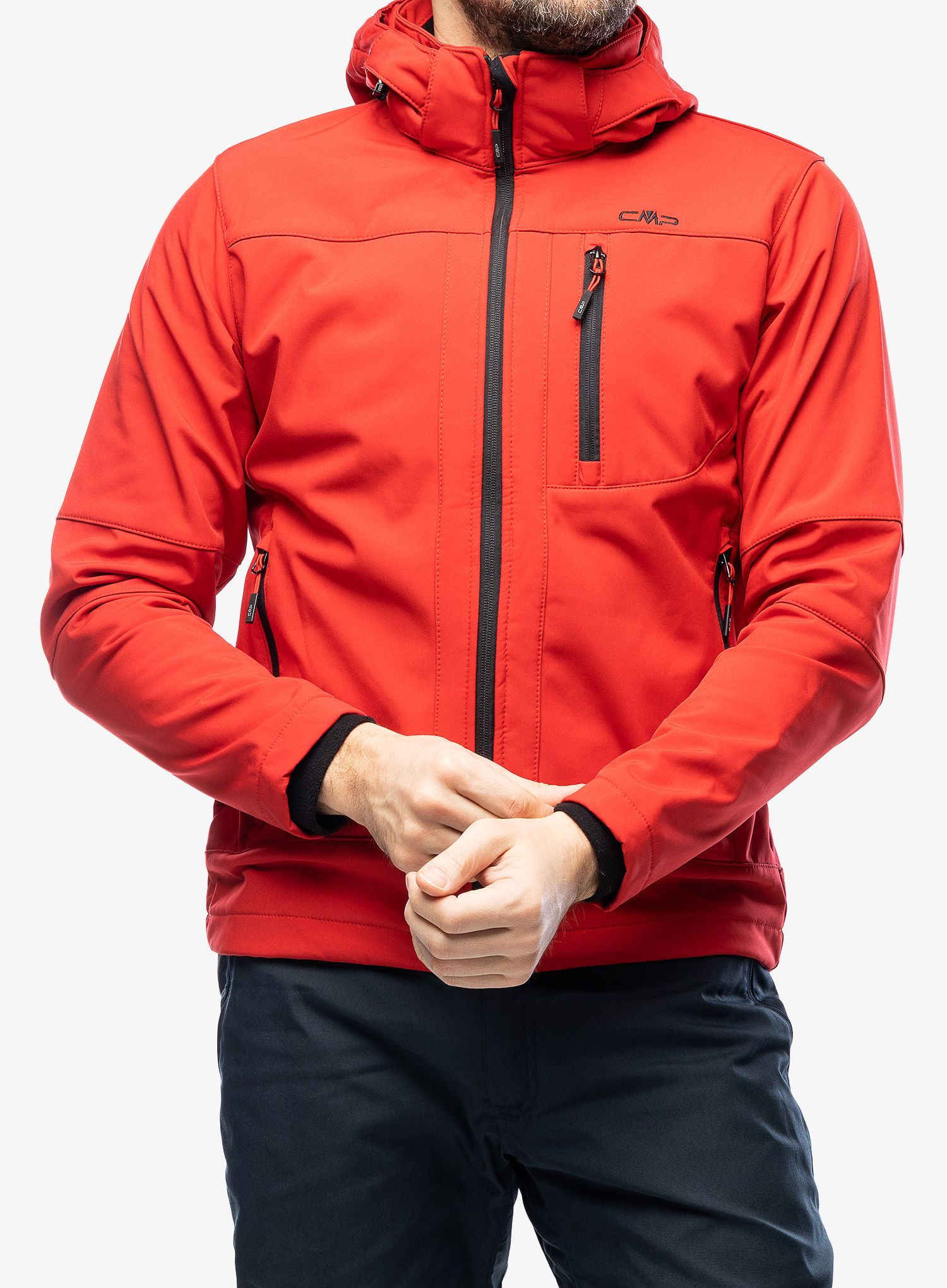 Softshell jakna CMP Vivo Jacket Zip Hood - ferrari/nero