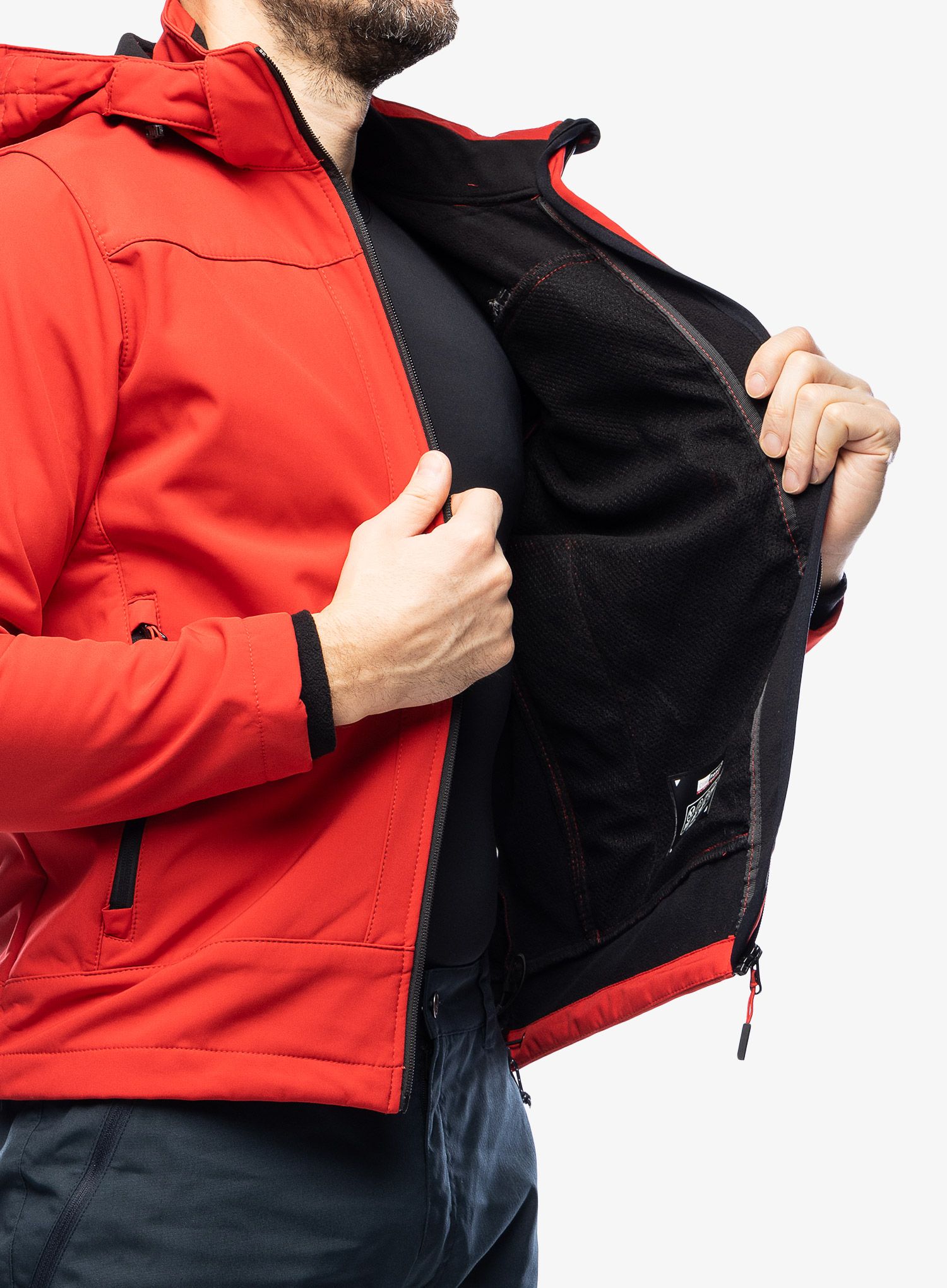 Softshell jakna CMP Vivo Jacket Zip Hood - ferrari/nero