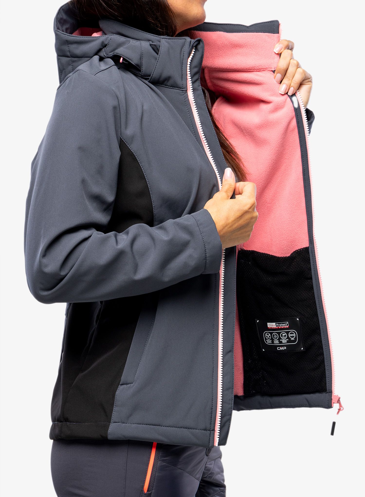 Ženska jakna CMP Wilma Jacket Zip Hood - titanio/nero