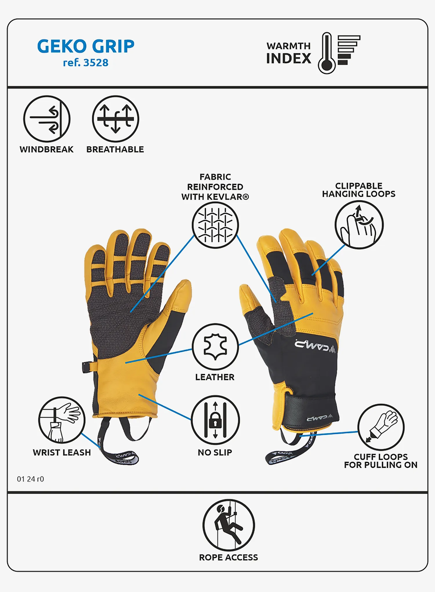 Rokavice Camp Geko Grip - black/yellow