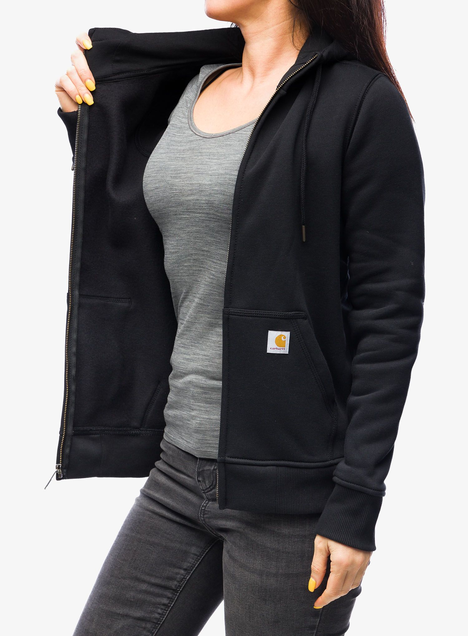 Ženska jopica s kapuco Carhartt Clarksburg Zip Sweatshirt - black