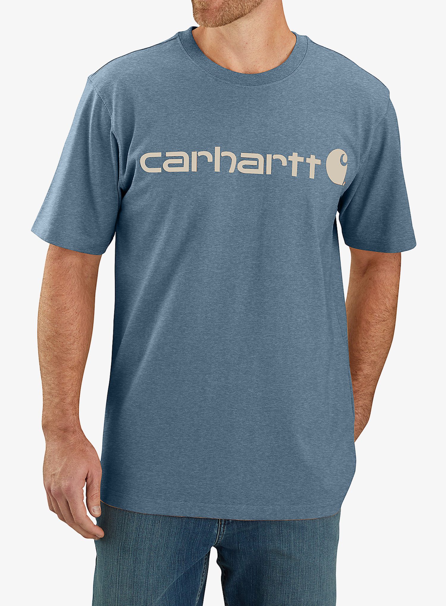 Bombažna majica Carhartt Core Logo T-Shirt S/S - thundercloud heather