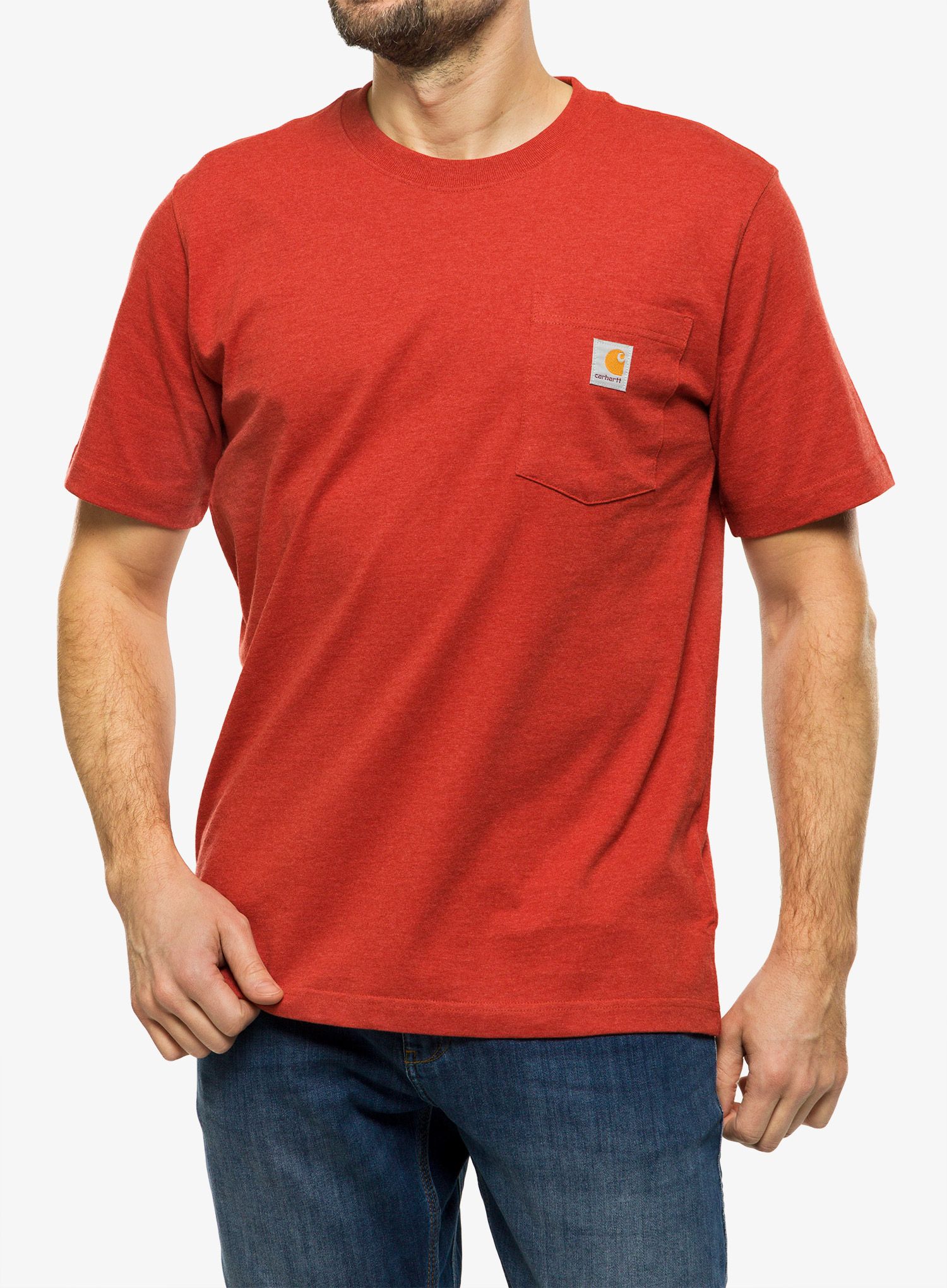 Bombažna majica Carhartt K87 Pocket S/S T-Shirt - chili pepper