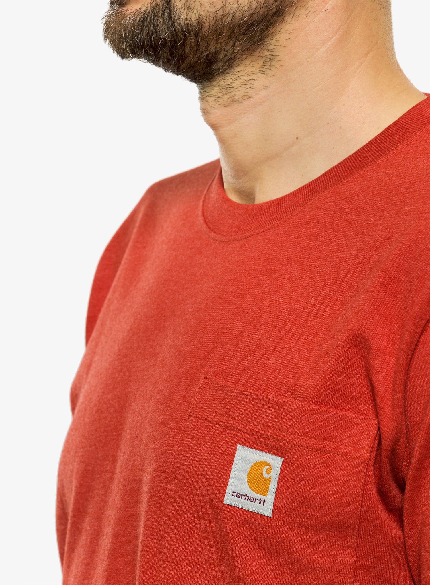 Bombažna majica Carhartt K87 Pocket S/S T-Shirt - chili pepper