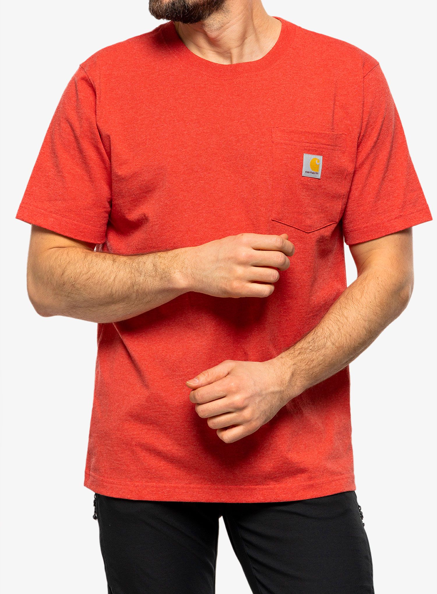 Moška majica Carhartt K87 Pocket S/S T-Shirt - fire red heather