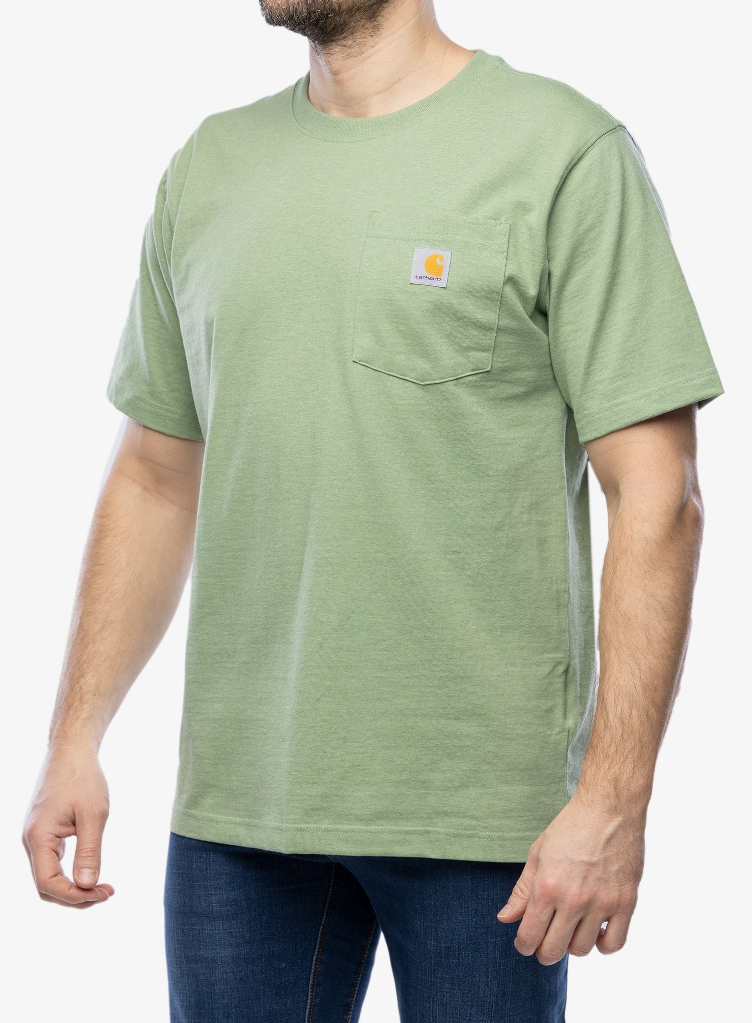 Bombažna majica Carhartt K87 Pocket S/S T-Shirt - loden frost heather