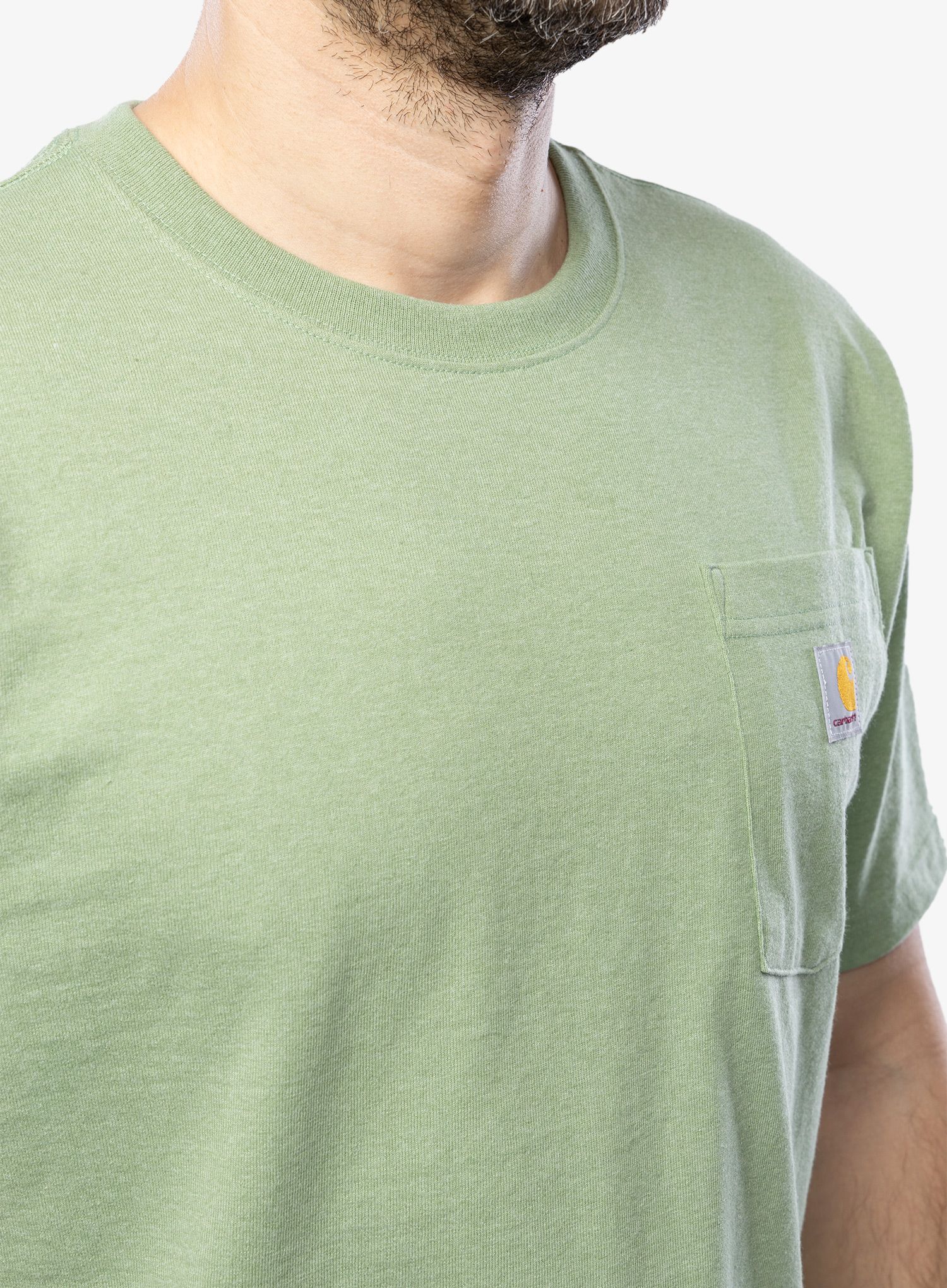 Bombažna majica Carhartt K87 Pocket S/S T-Shirt - loden frost heather