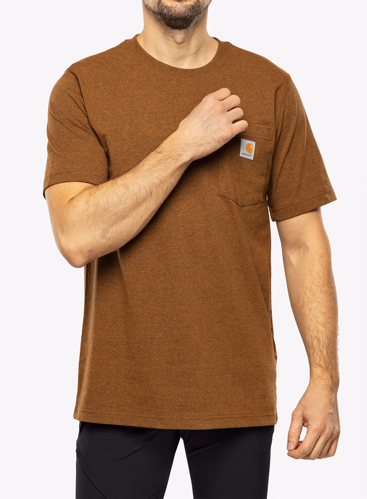 Bombažna majica moška Carhartt K87 Pocket S/S T-Shirt - oiled walnut heather