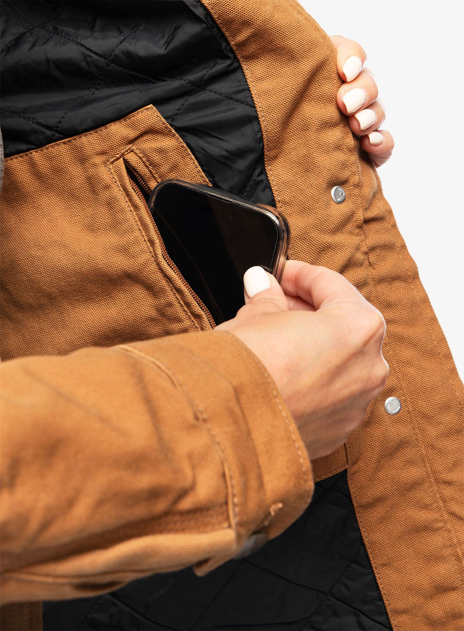 Ženski plašč Carhartt Loose Fit Weathered Duck Coat - carhartt brown