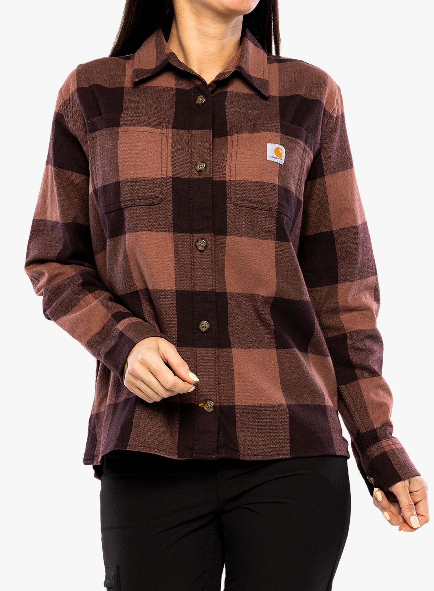 Ženska srajca Carhartt Midweight Flannel L/S Plaid Shirt - blackberry