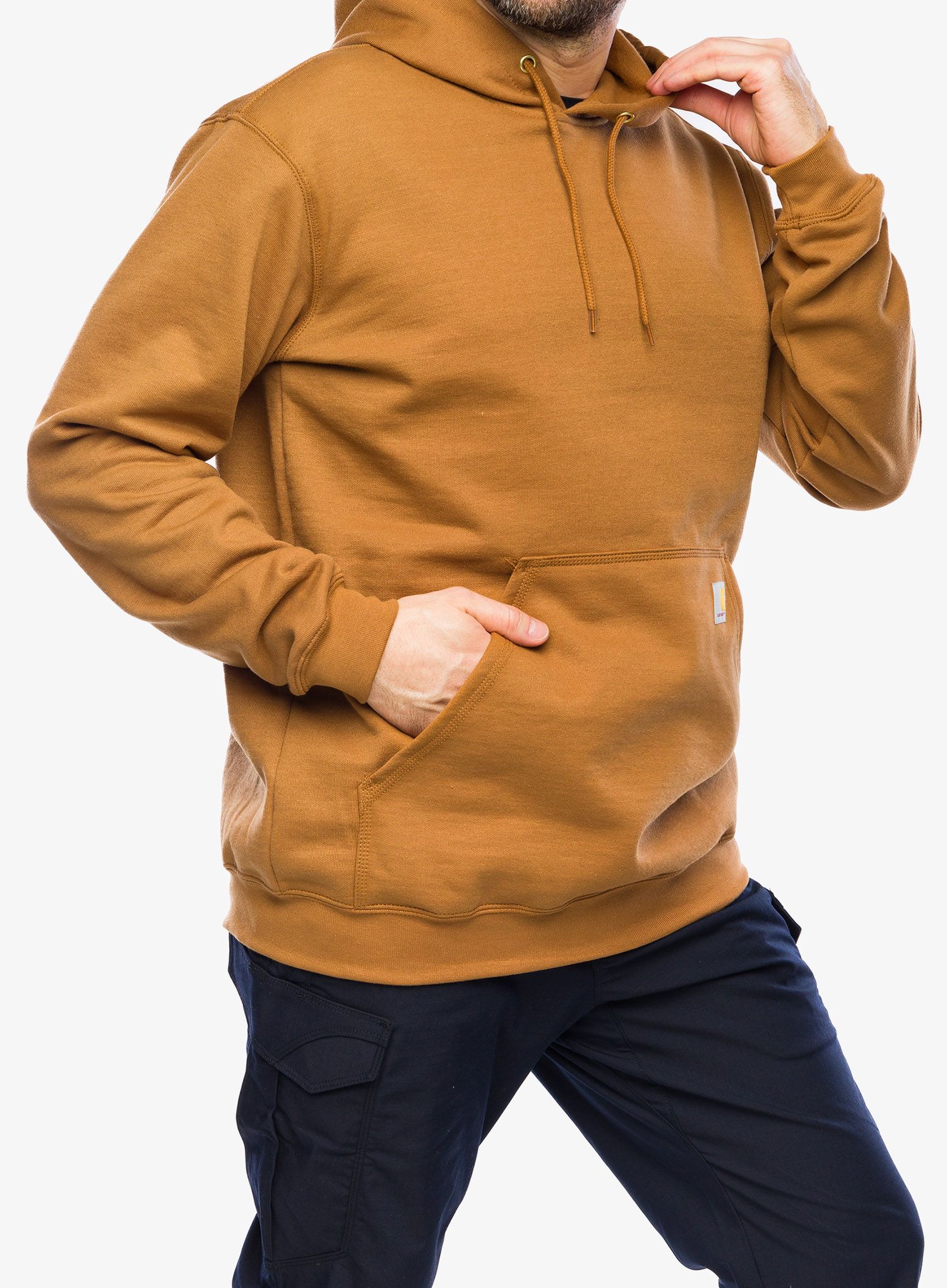 Jopica Carhartt Sleeve Logo Hooded Sweatshirt - carhartt brown