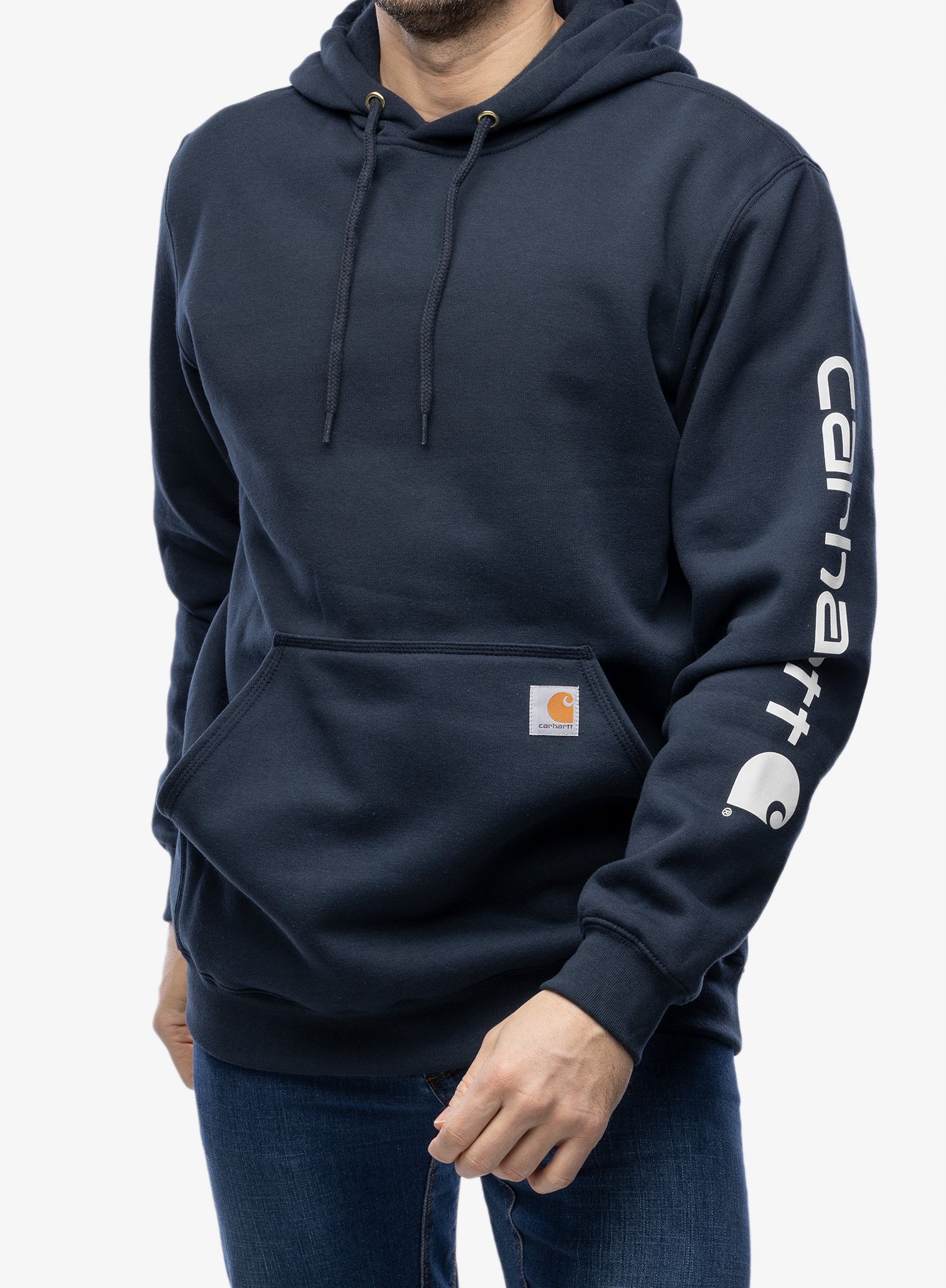 Jopica s kapuco Carhartt Sleeve Logo Hooded Sweatshirt - new navy