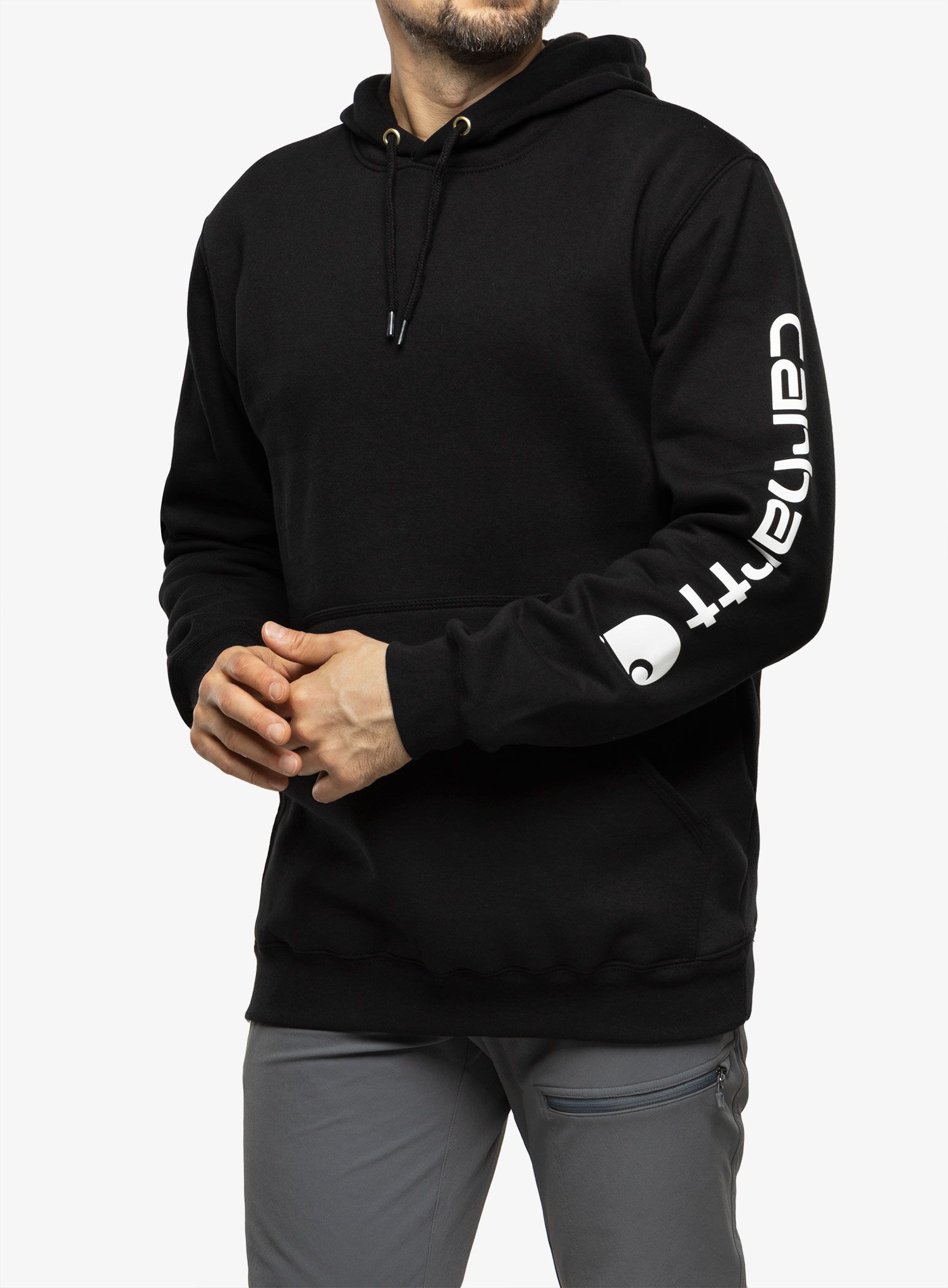 Moška jopica Carhartt Sleeve Logo Hooded Sweatshirt - black
