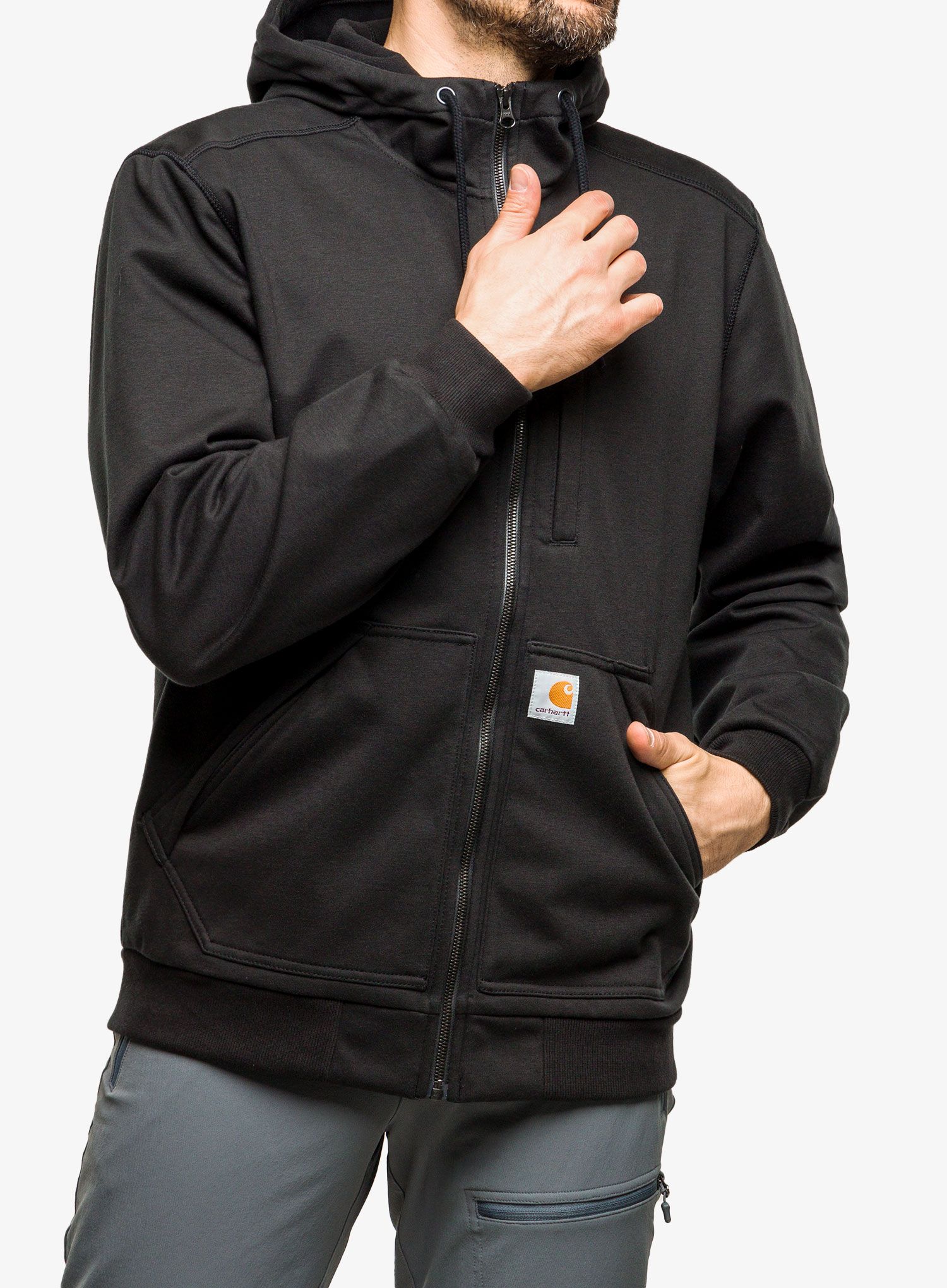Moška jopica Carhartt Wind Fighter Hooded Sweatshirt - black