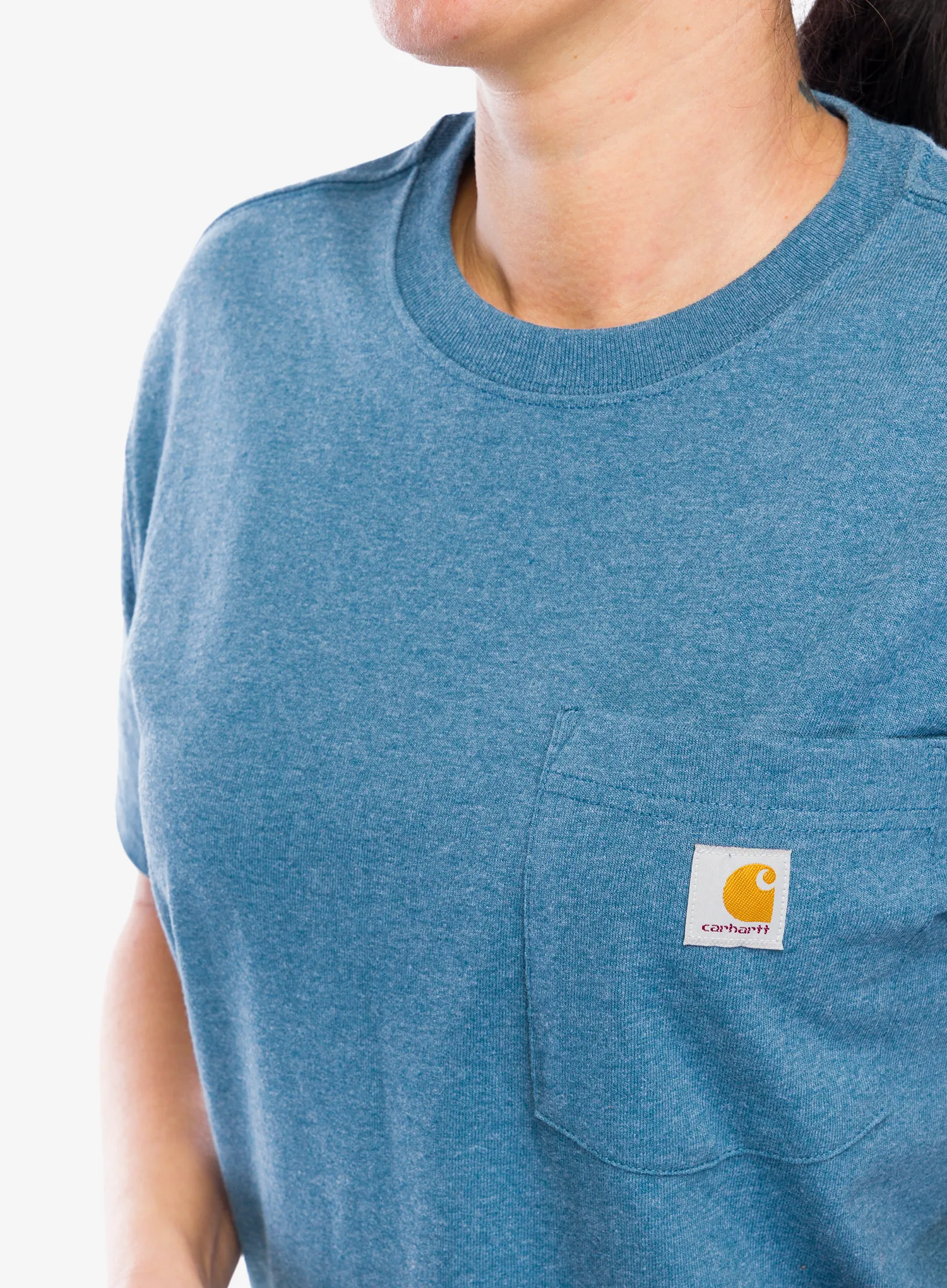 Ženska bombažna majica Carhartt Workwear Pocket S/S T-Shirt - thundercloud heather