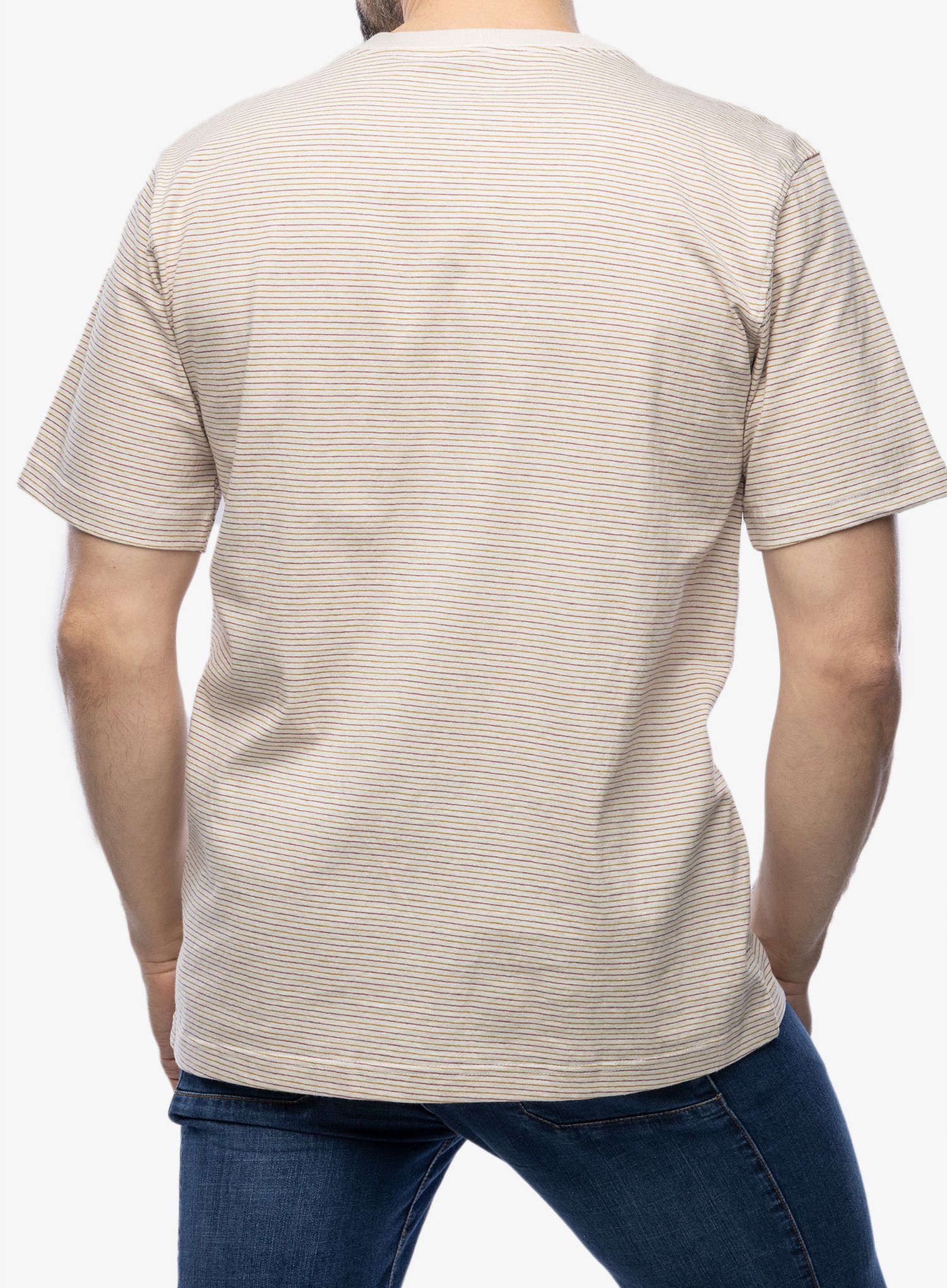 Bombažna majica Cartartt Relaxed S/S Pocket Stripe T-Shirt - malt/butter stripe
