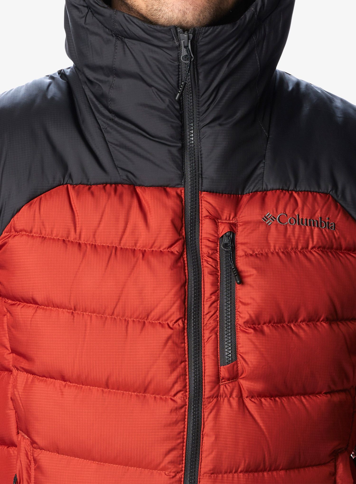 Moška puhovka Columbia Autumn Park Down Hooded Jacket - warp red/shark