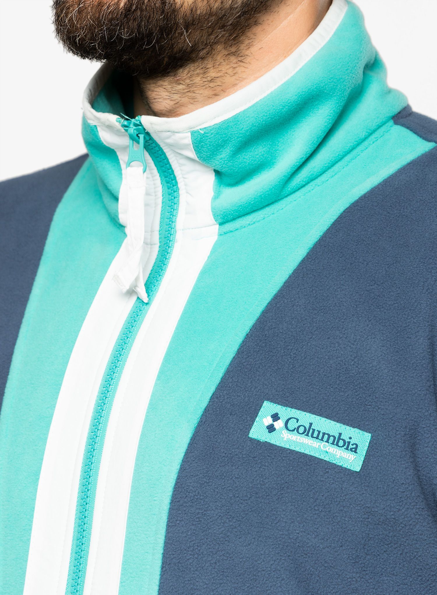 Moški flis Columbia Back Bowl™ Fleece Lightweight - dark mountain/bright aqua/wht
