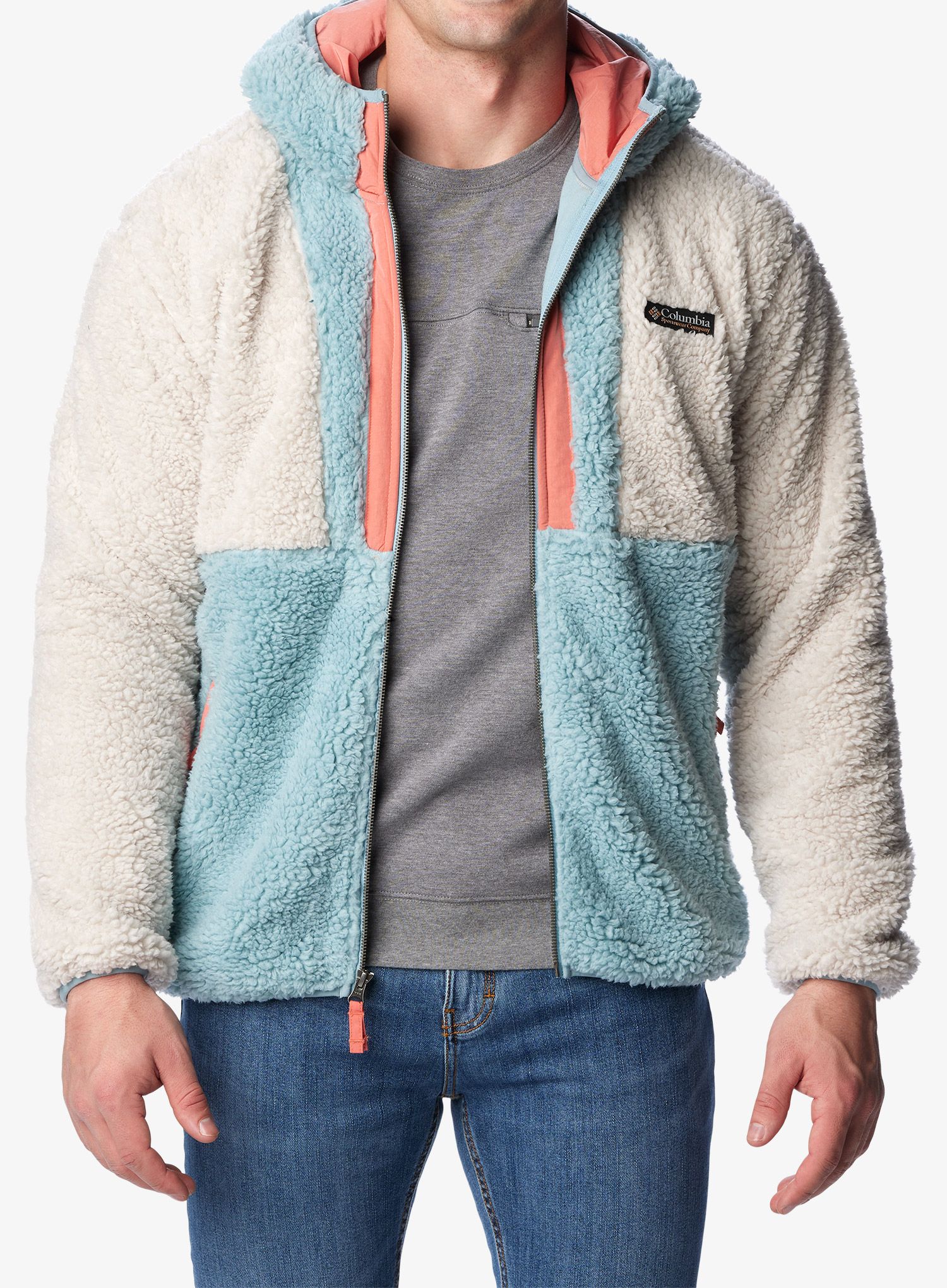 Flis Columbia Backbowl Sherpa Hoodie - dark stone/stone blue/peach