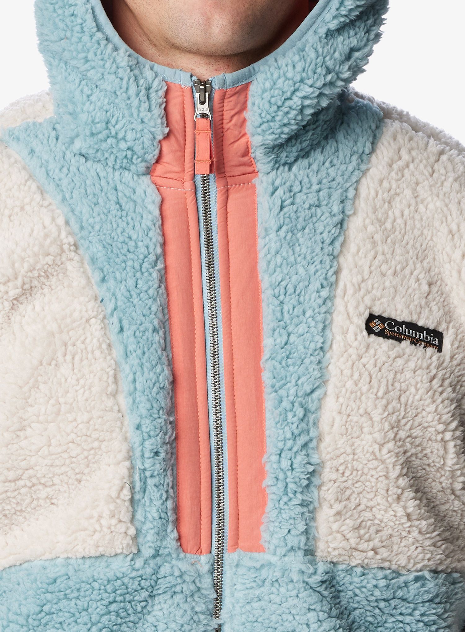 Flis Columbia Backbowl Sherpa Hoodie - dark stone/stone blue/peach
