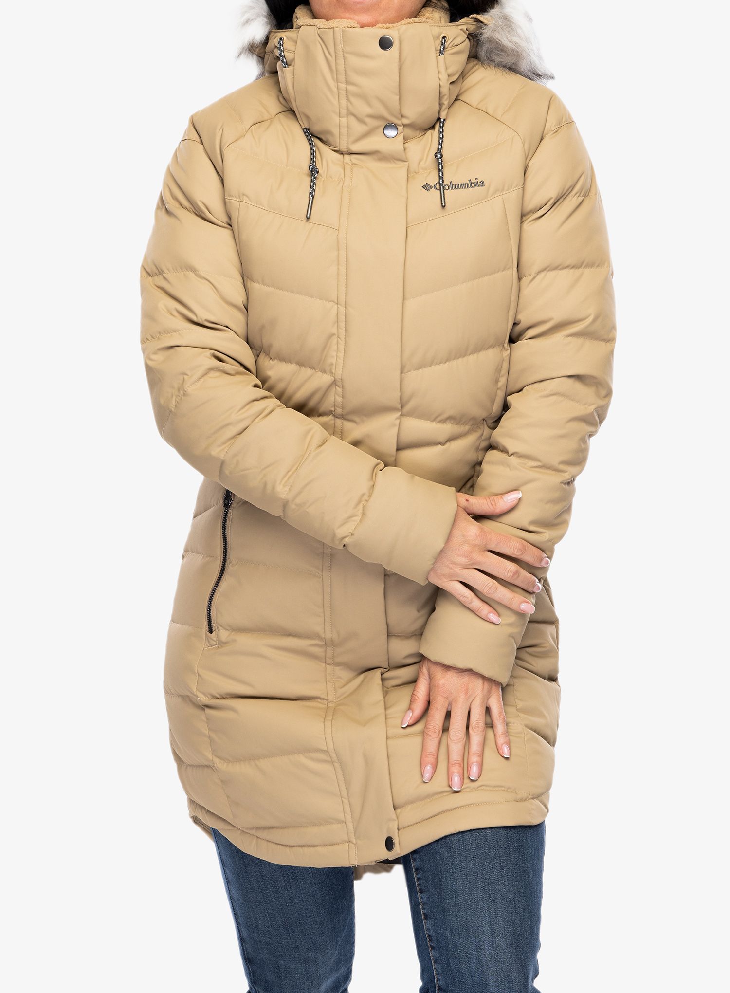Puhast plašč Columbia Belle Isle Mid Down Jacket - beach