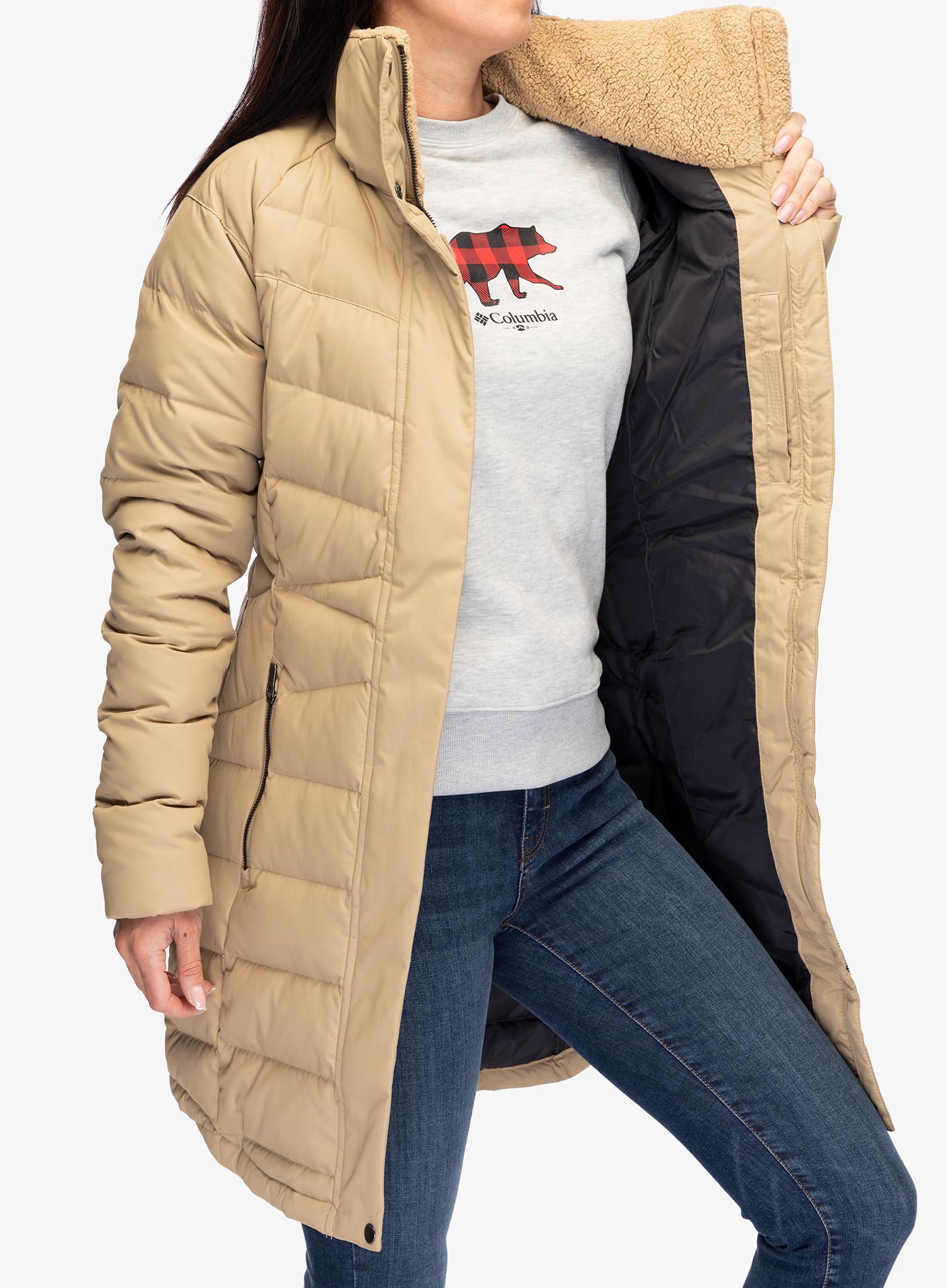 Puhast plašč Columbia Belle Isle Mid Down Jacket - beach