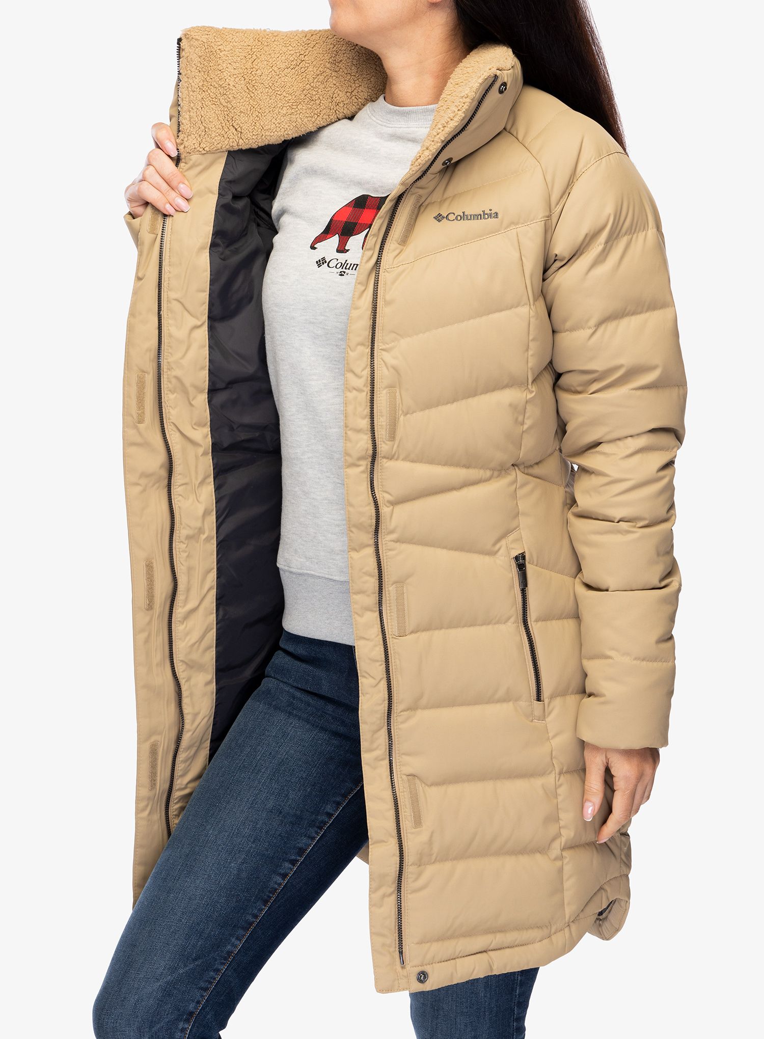 Puhast plašč Columbia Belle Isle Mid Down Jacket - beach