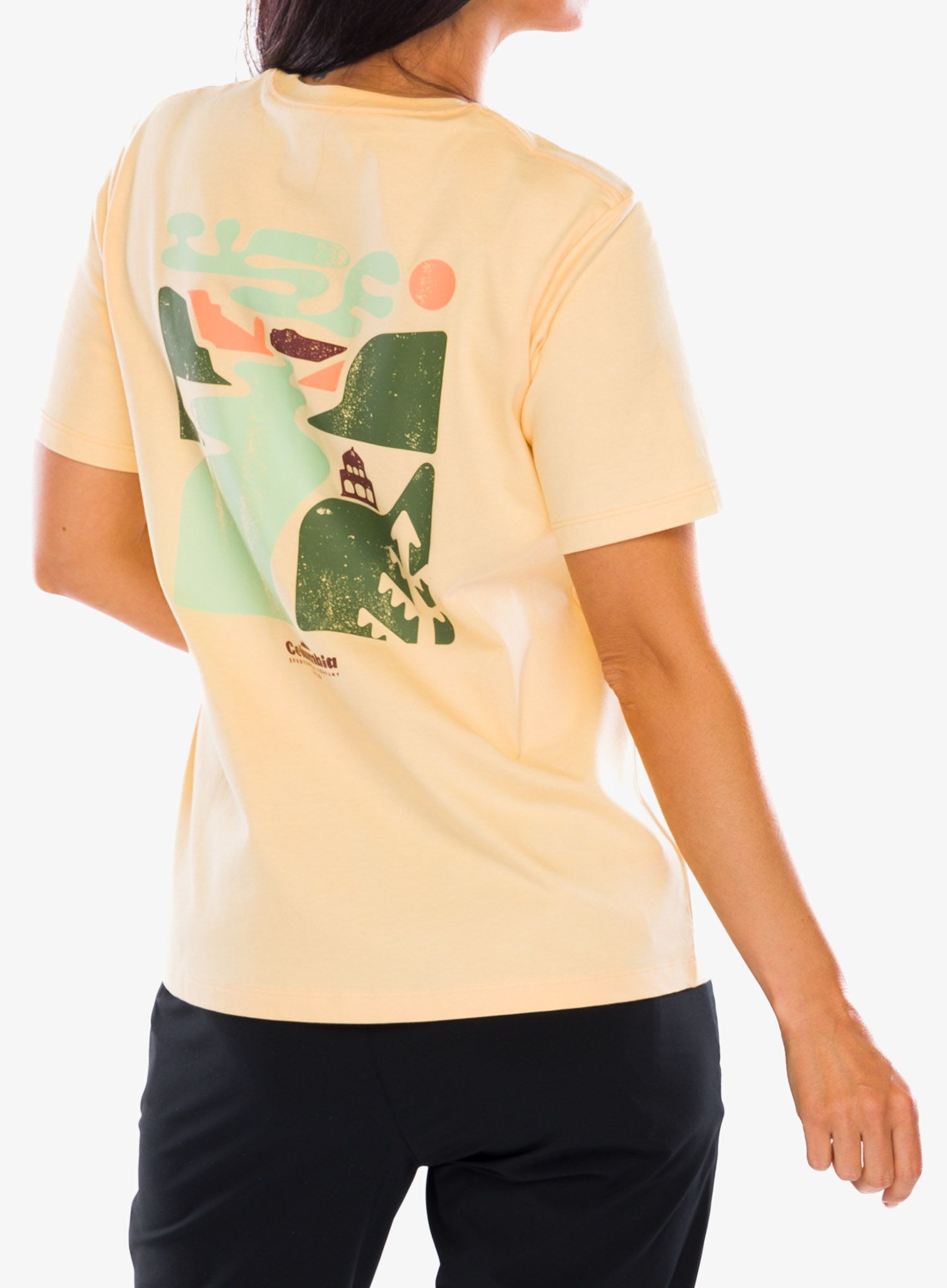 Ženska majica s potiskom Columbia Boundless Beauty Logo S/S Tee - sunkissed/simple gorge