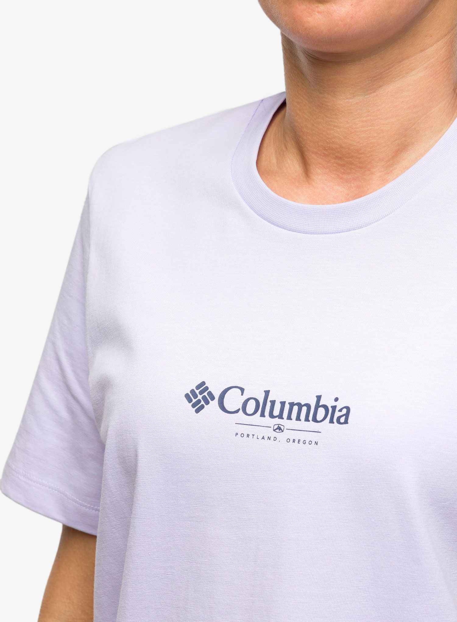 Ženska bombažna majica Columbia Boundless Beauty SS Tee - purple tint/rhodies PDX graph