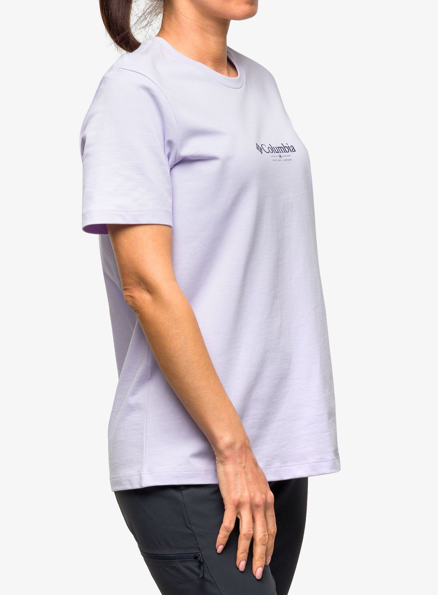 Ženska bombažna majica Columbia Boundless Beauty SS Tee - purple tint/rhodies PDX graph