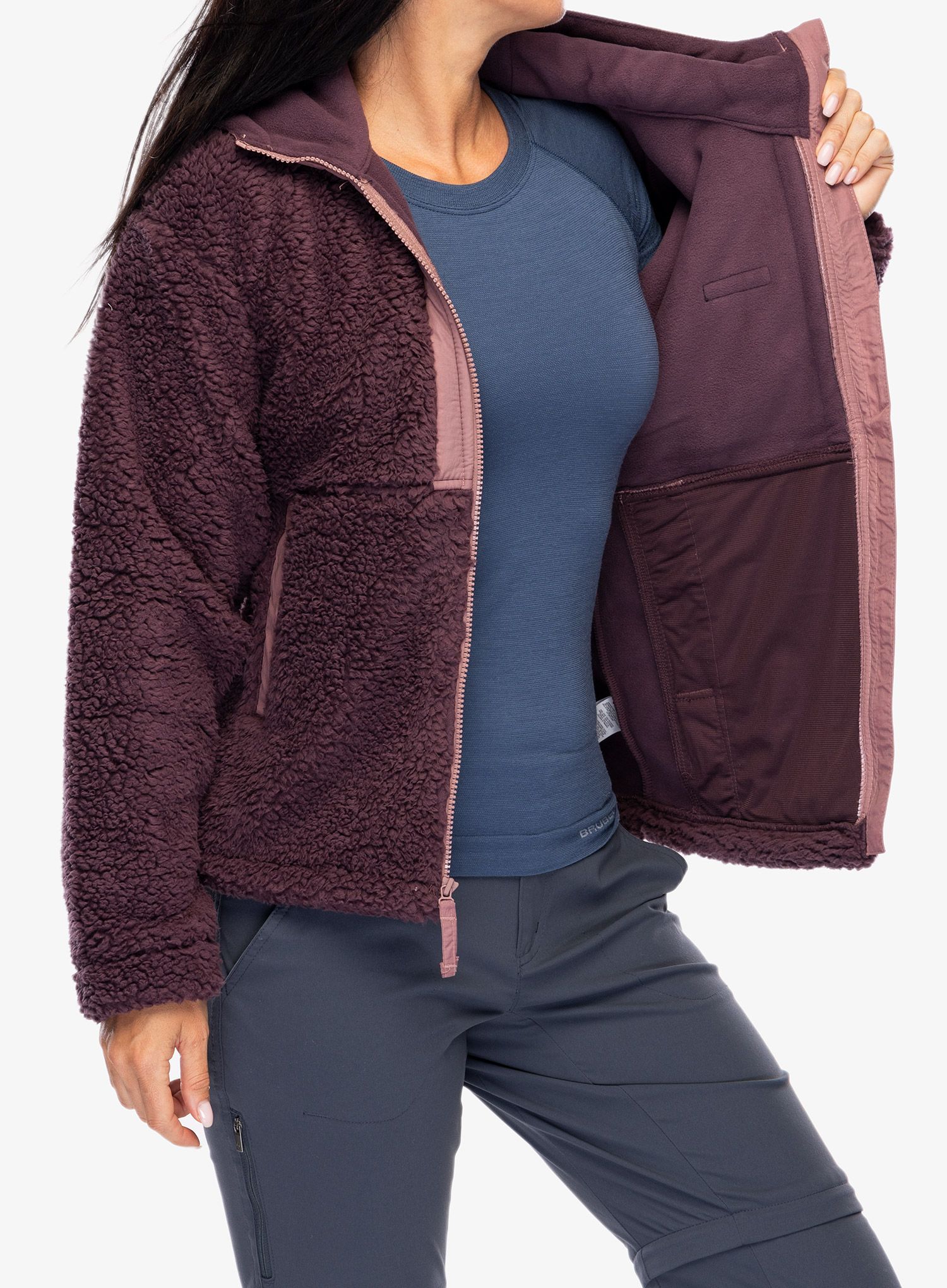 Ženski flis Columbia Boundless Discovery Hooded Sherpa - moonvista/fig