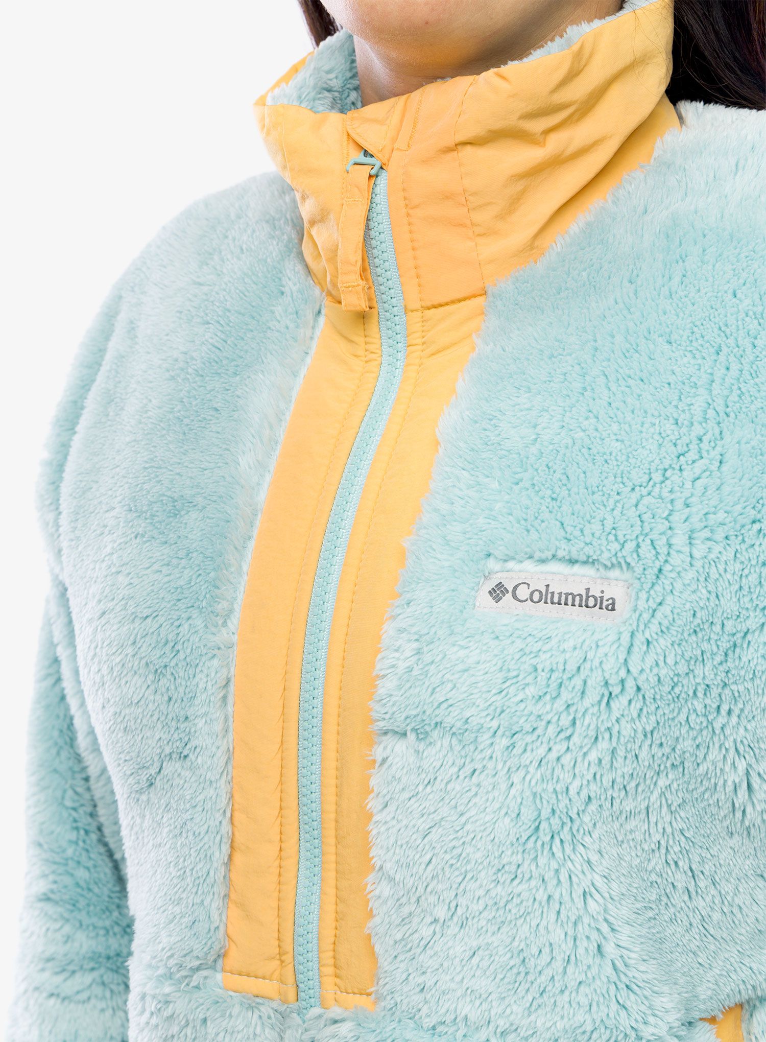Ženski flis Columbia Boundless Discovery Sherpa Full Zip - aqua haze/sunset peach