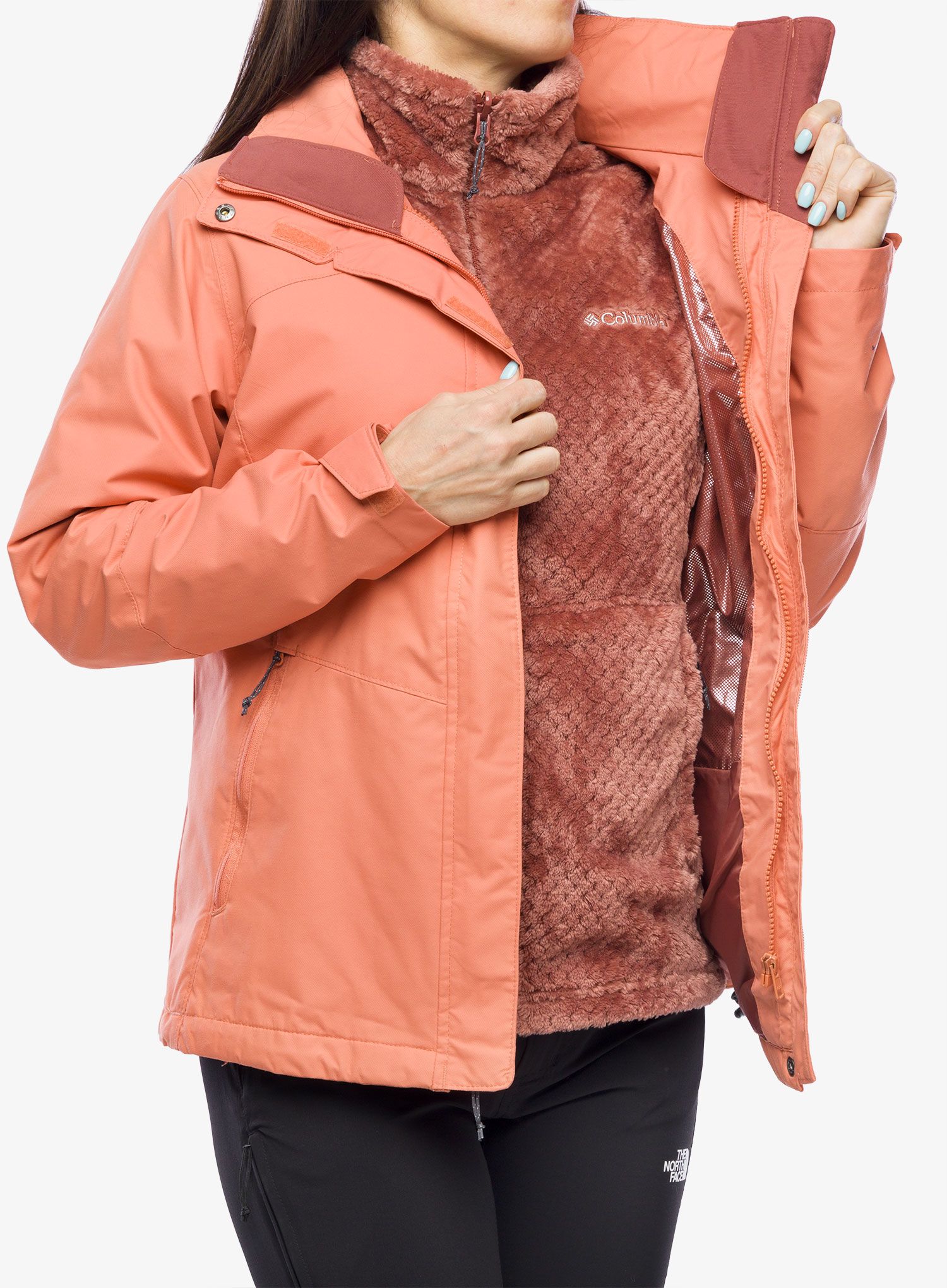 Ženska jakna 3v1 Columbia Bugaboo II Fleece Interchange Jacket - faded peach/beetroot lining