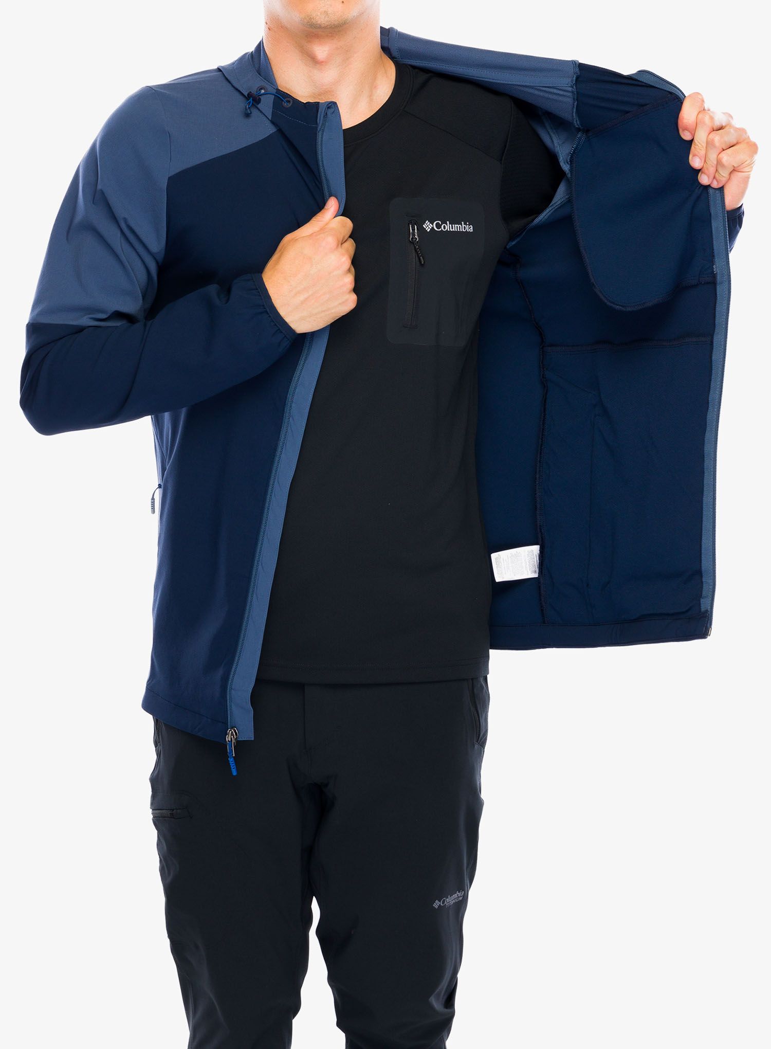 Softshell jakna Columbia Columbia Tech Softshell Hoodie - collegiate navy/dark mtn