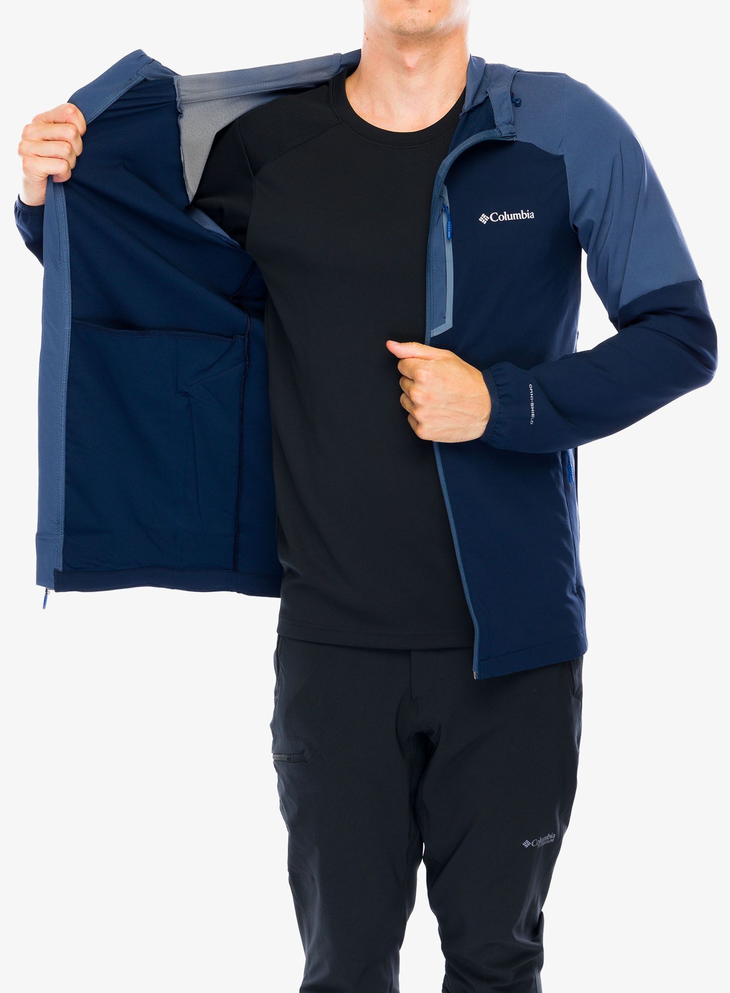 Softshell jakna Columbia Columbia Tech Softshell Hoodie - collegiate navy/dark mtn