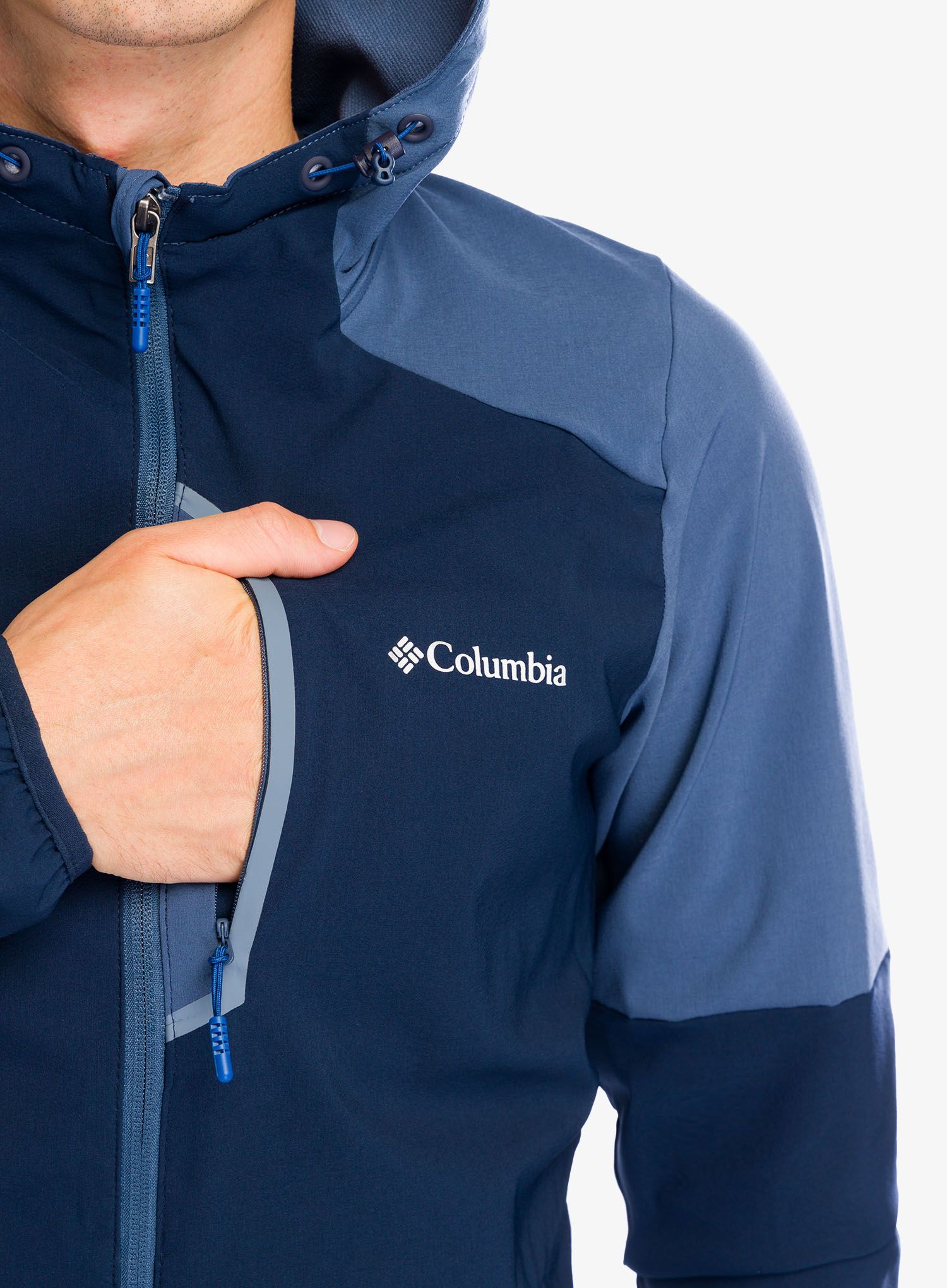Softshell jakna Columbia Columbia Tech Softshell Hoodie - collegiate navy/dark mtn