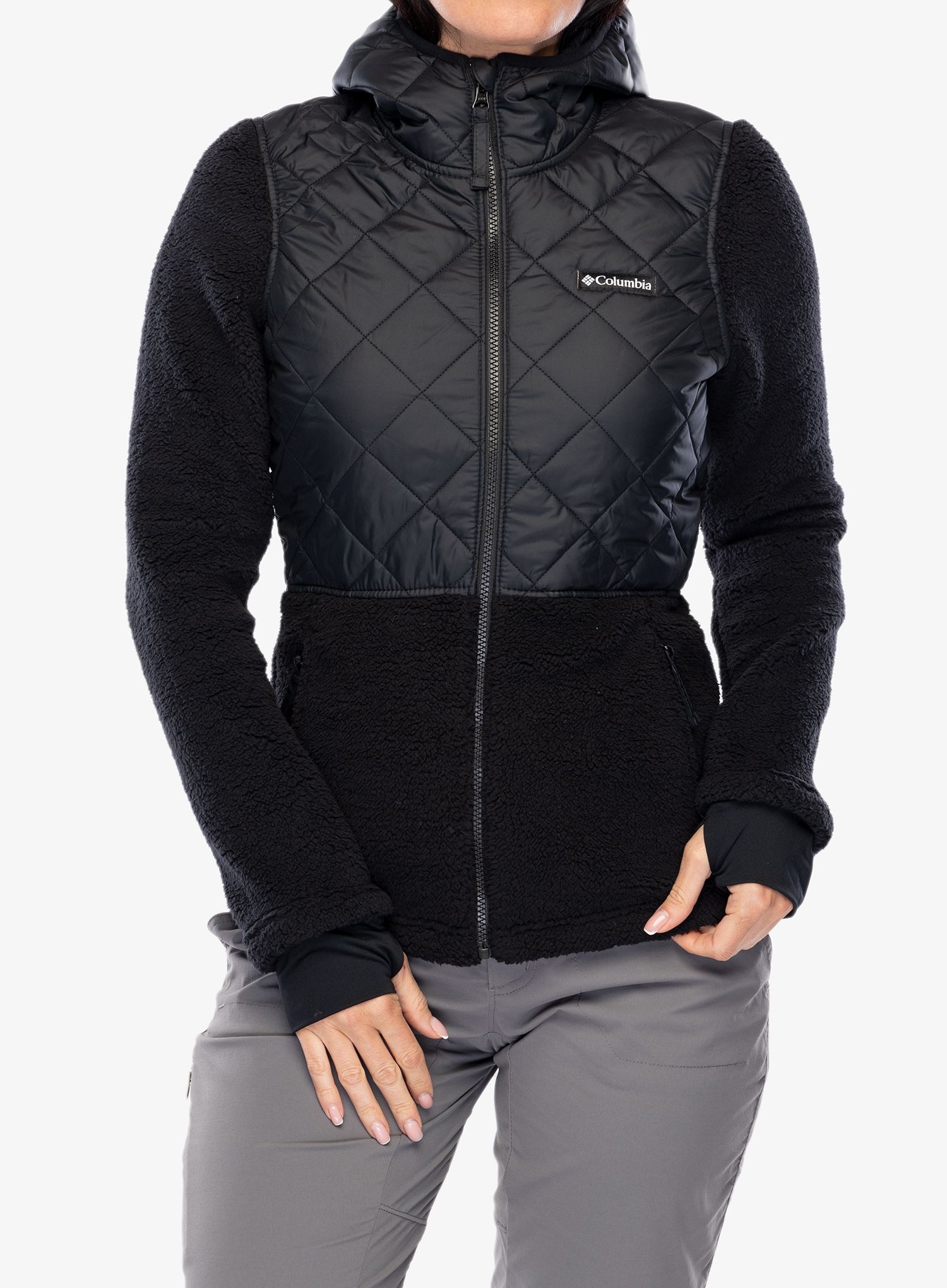 Ženska hibridna jakna Columbia Crested Peak Full Zip - black