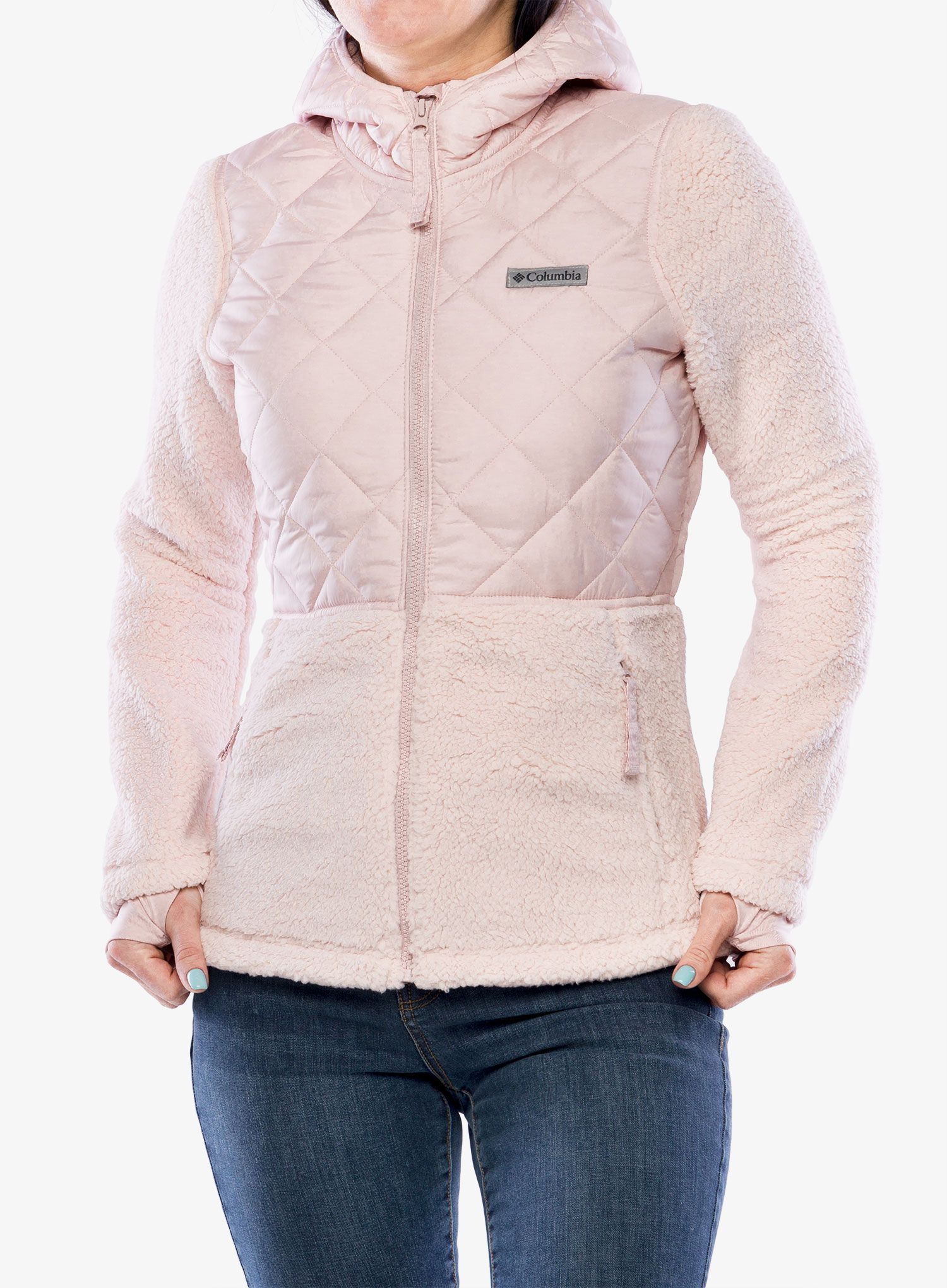 Ženska jakna Columbia Crested Peak Full Zip - dusty pink