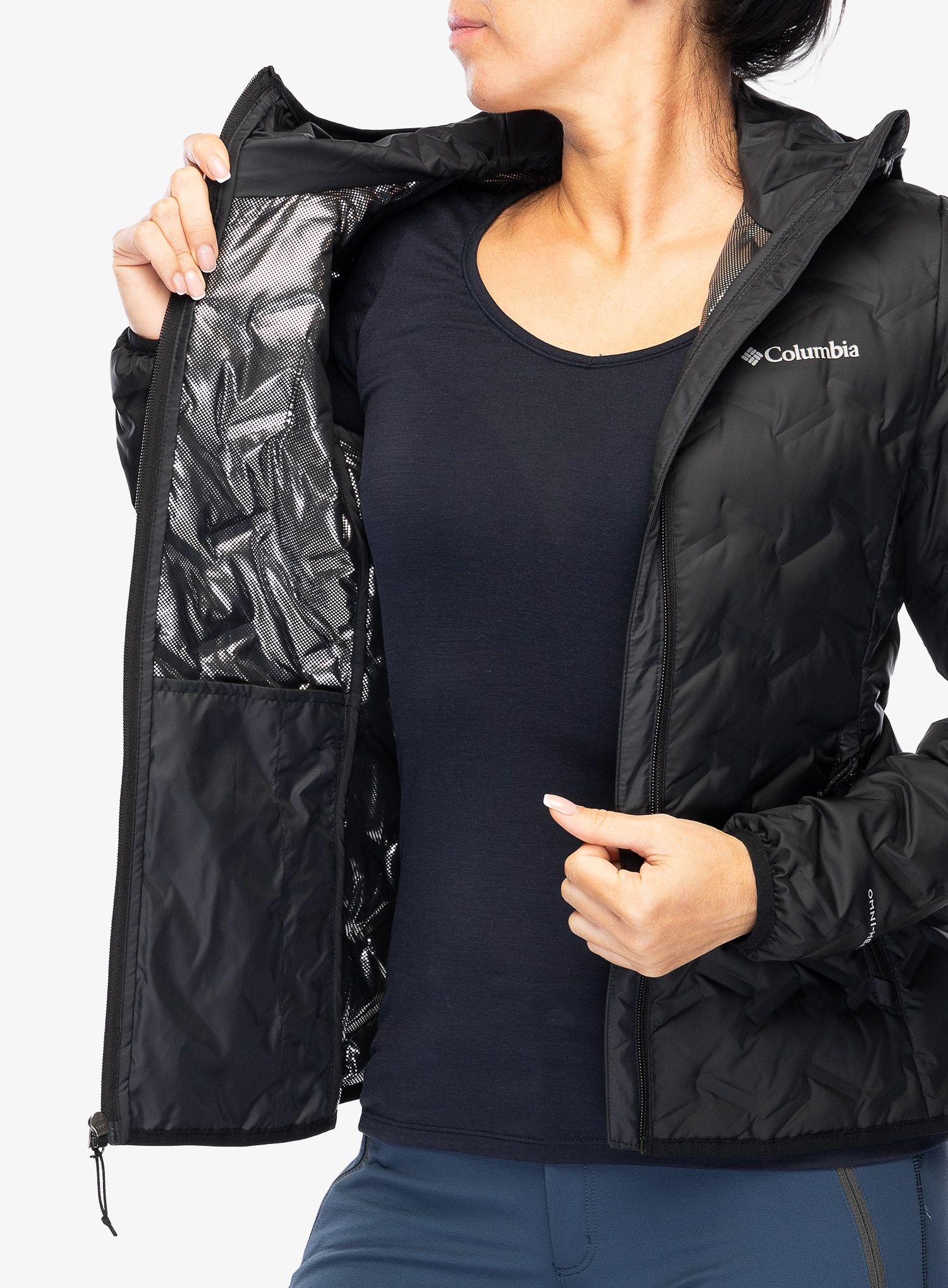 Ženska puhovka Columbia Delta Ridge II Down Hooded Jacket - black
