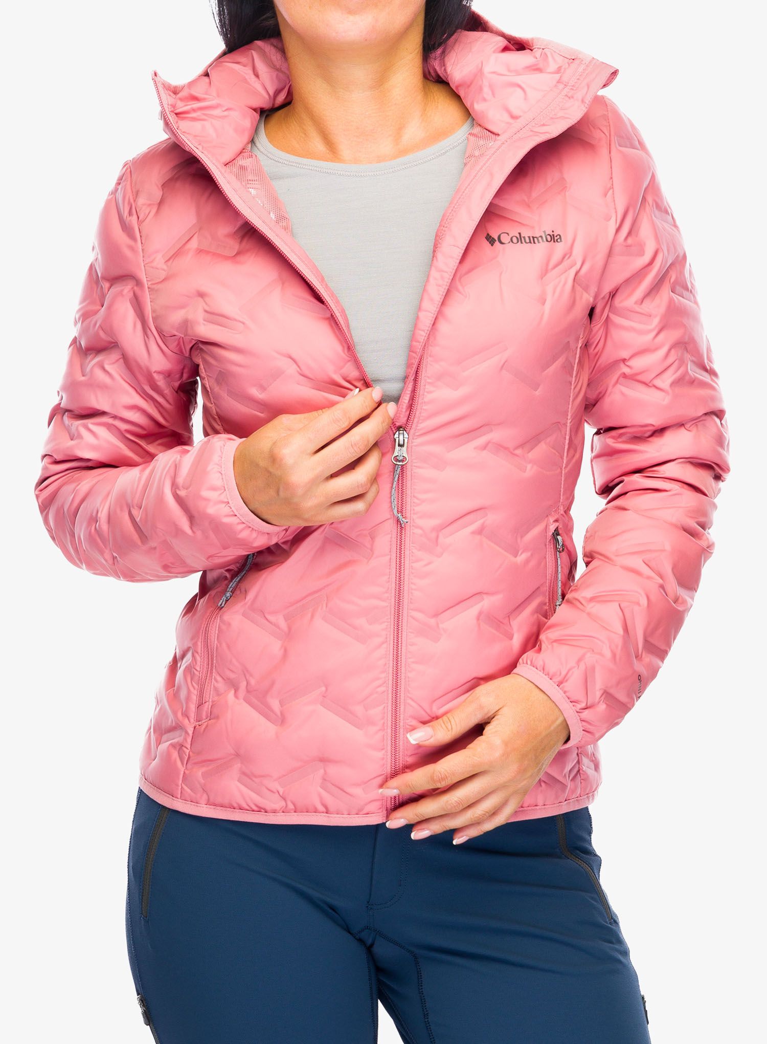 Ženska puhovka Columbia Delta Ridge II Down Hooded Jacket - pink agave