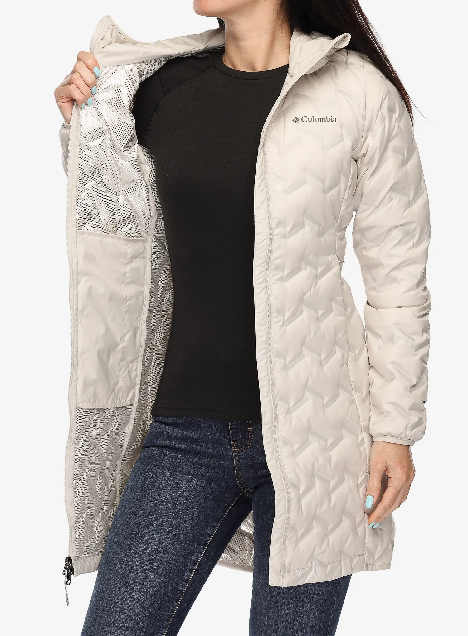 Puhast plašč Columbia Delta Ridge II Long Down Jacket - dark stone