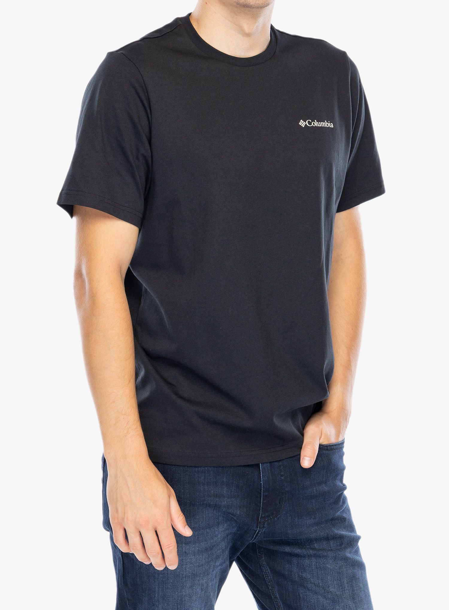 Majica s potiskom Columbia Explorers Canyon Back S/S Tee - black/torn moonscape